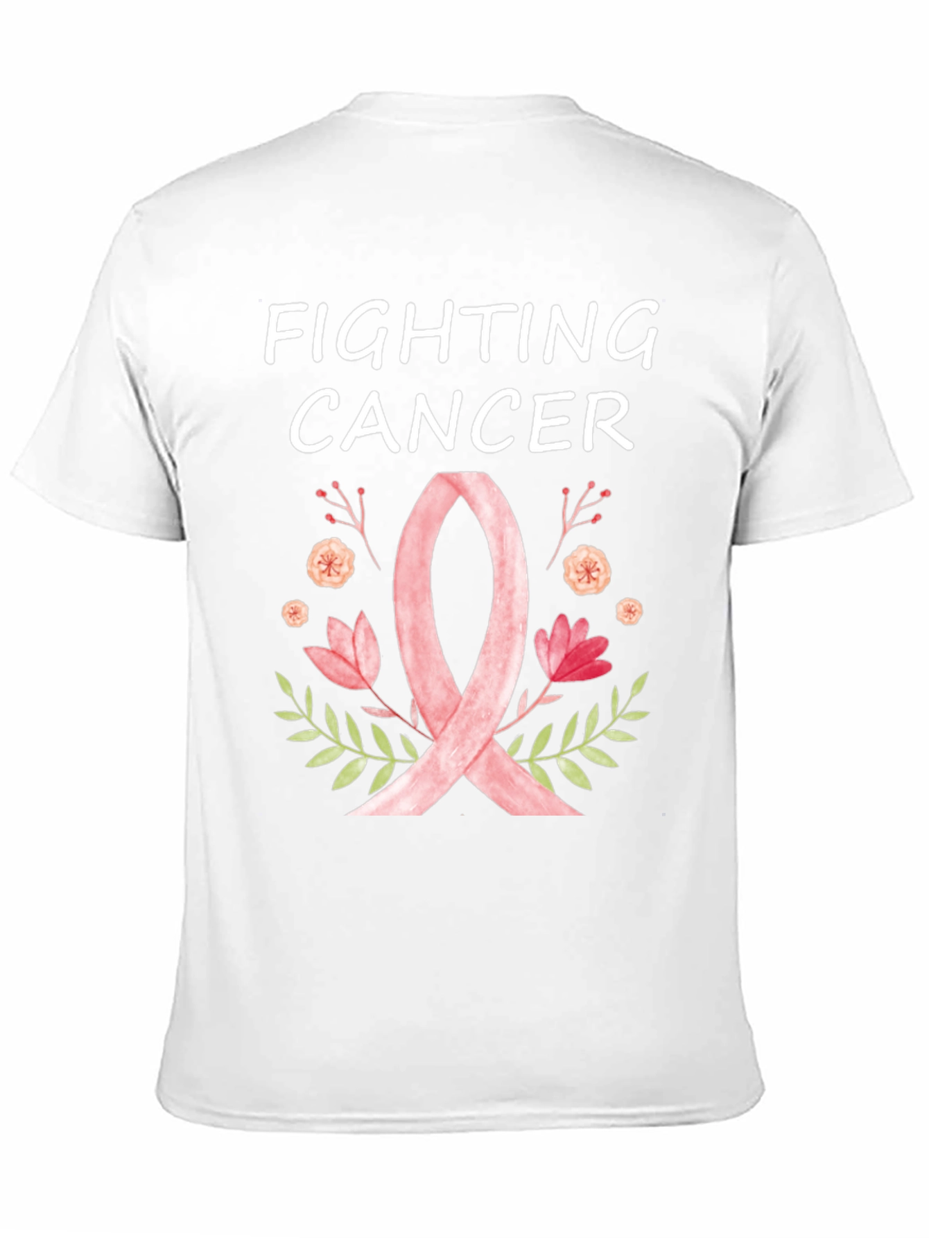 Fighting Cancer Ribbon Floral T-Shirt