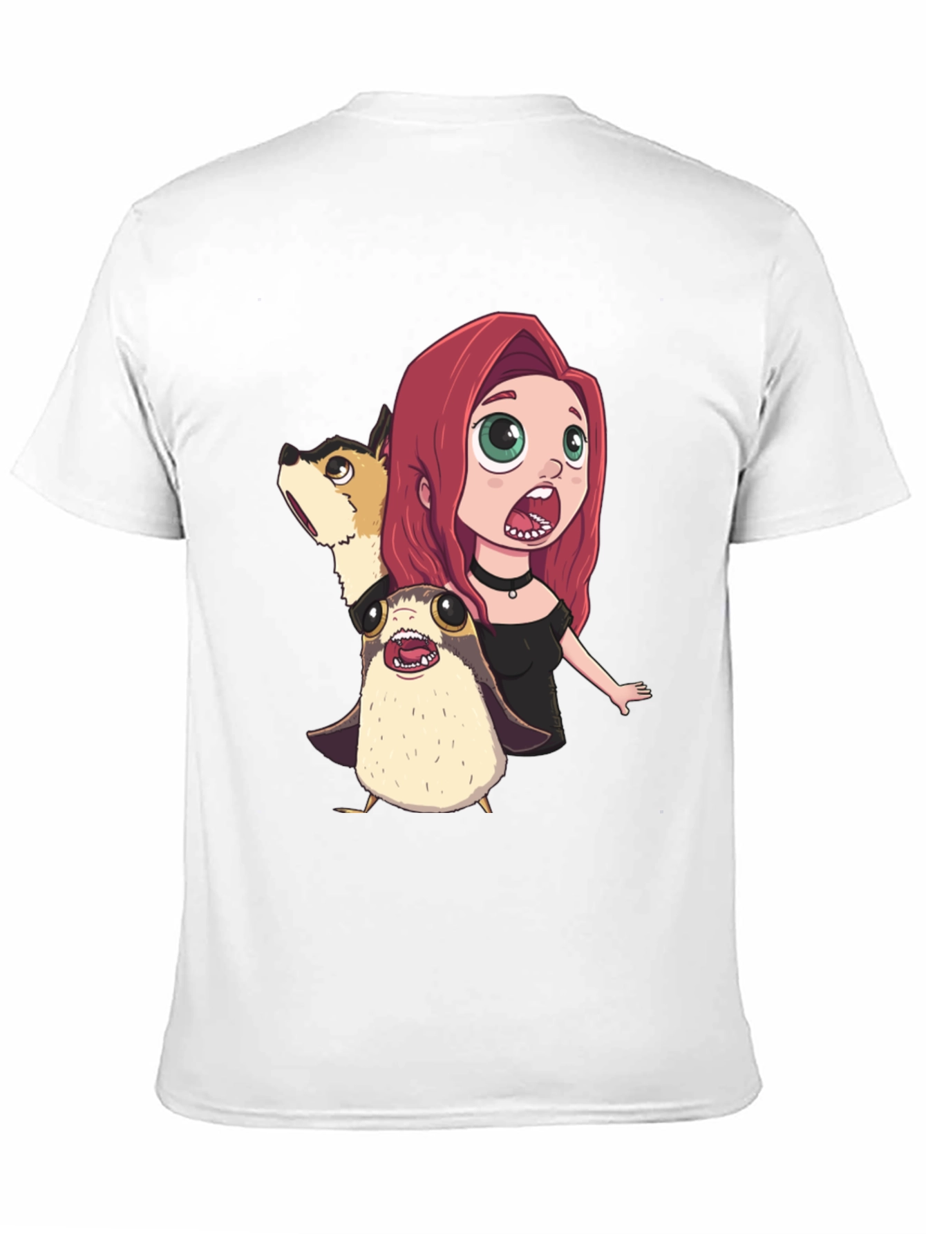 Cartoon Print Black T-Shirt