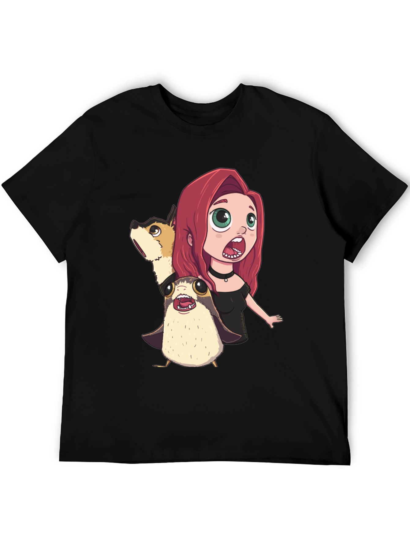 Cartoon Print Black T-Shirt