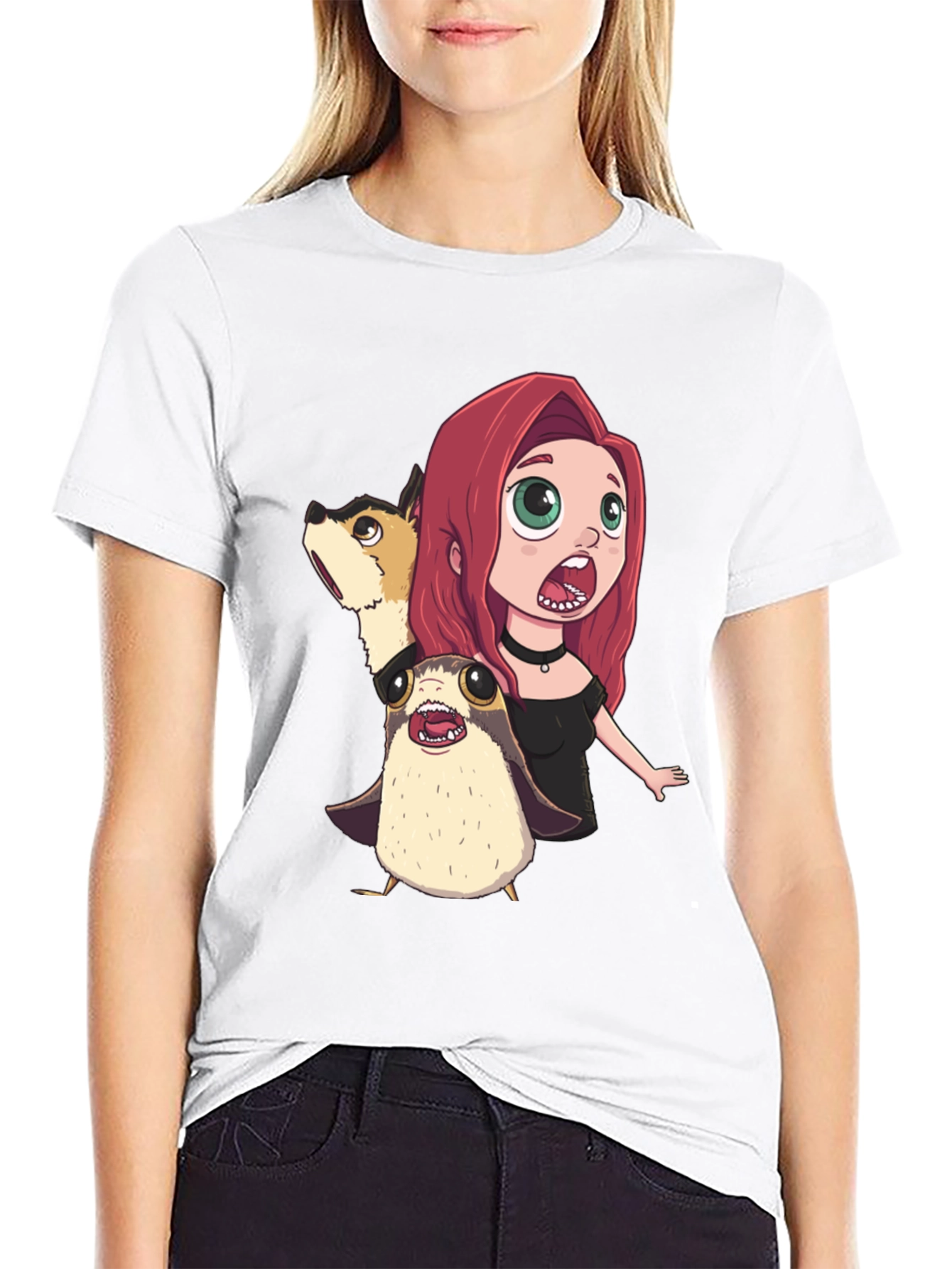 Cartoon Print Black T-Shirt