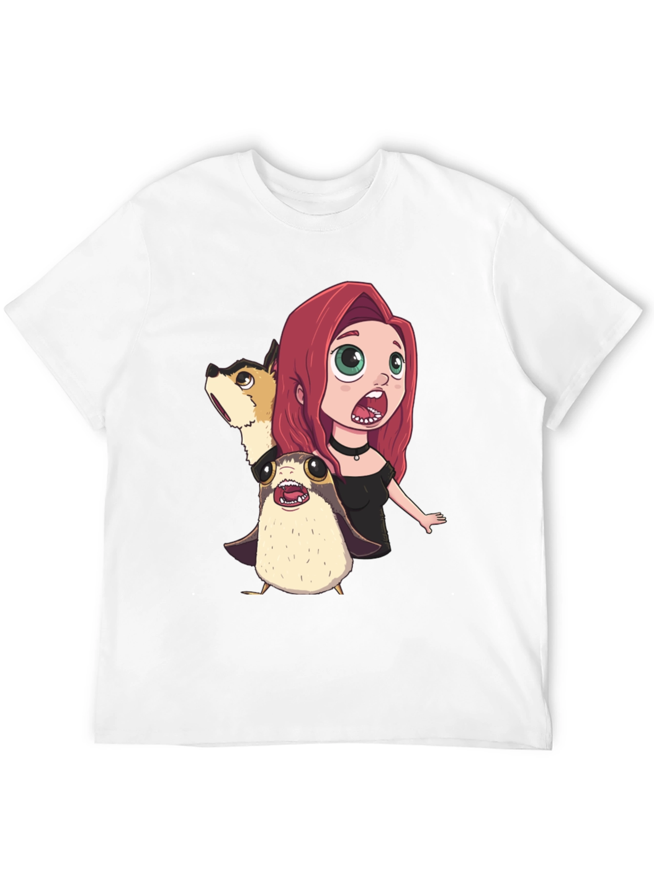 Cartoon Print Black T-Shirt