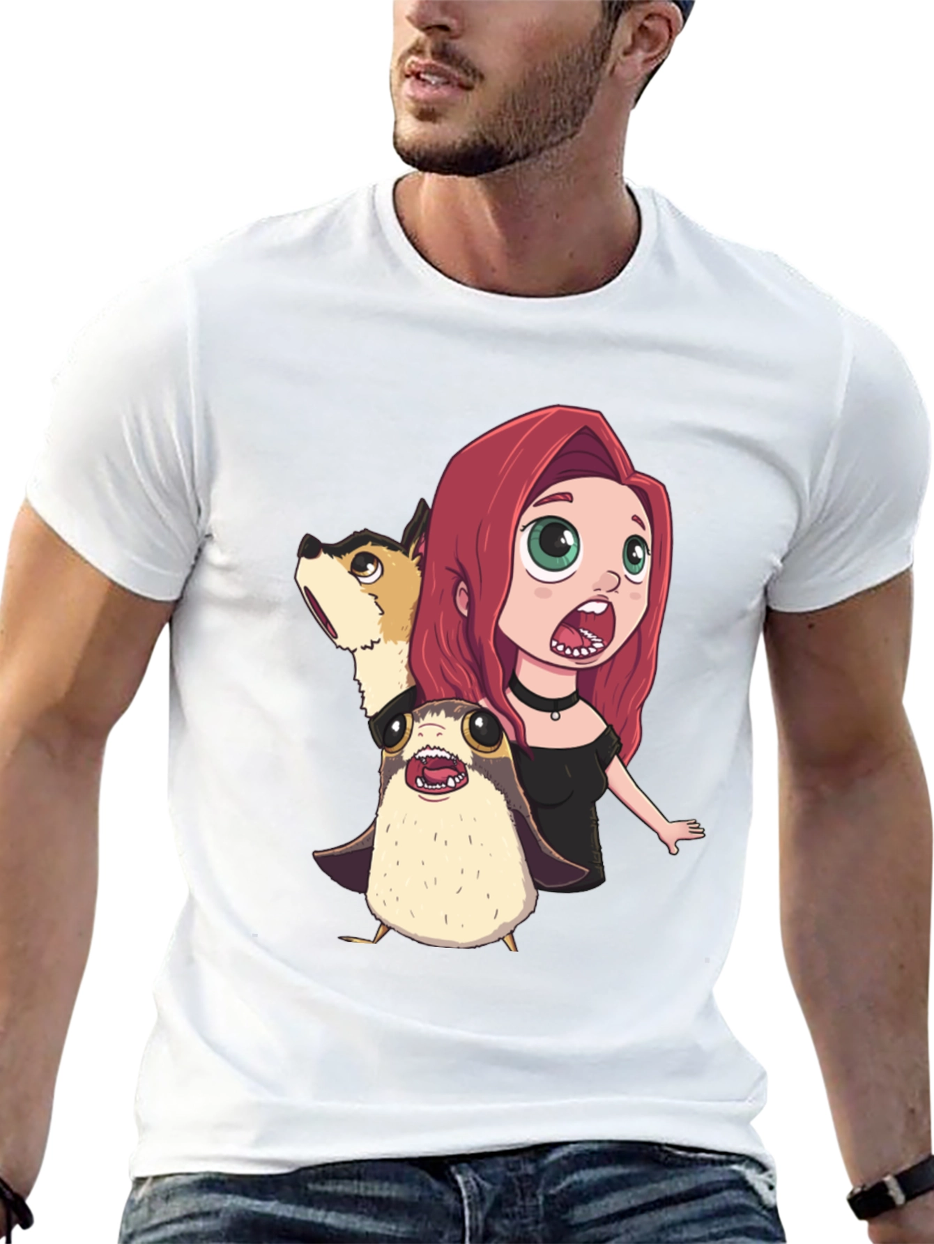 Cartoon Print Black T-Shirt