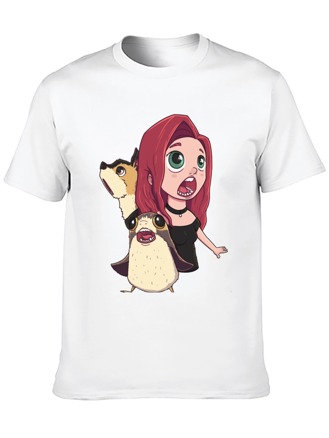 Cartoon Print Black T-Shirt
