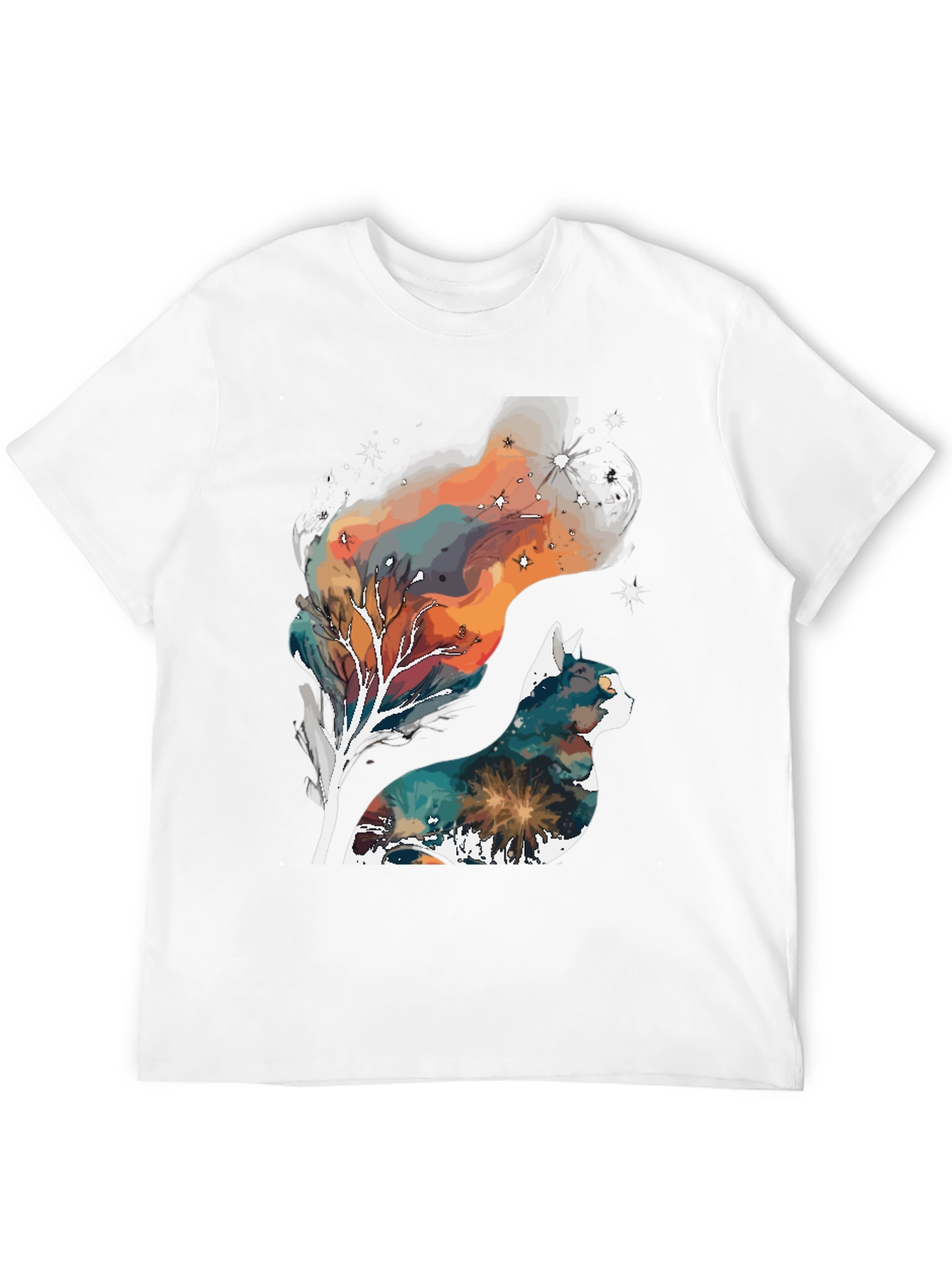 Cosmic Cat T-Shirt - Galaxy Nebula Design