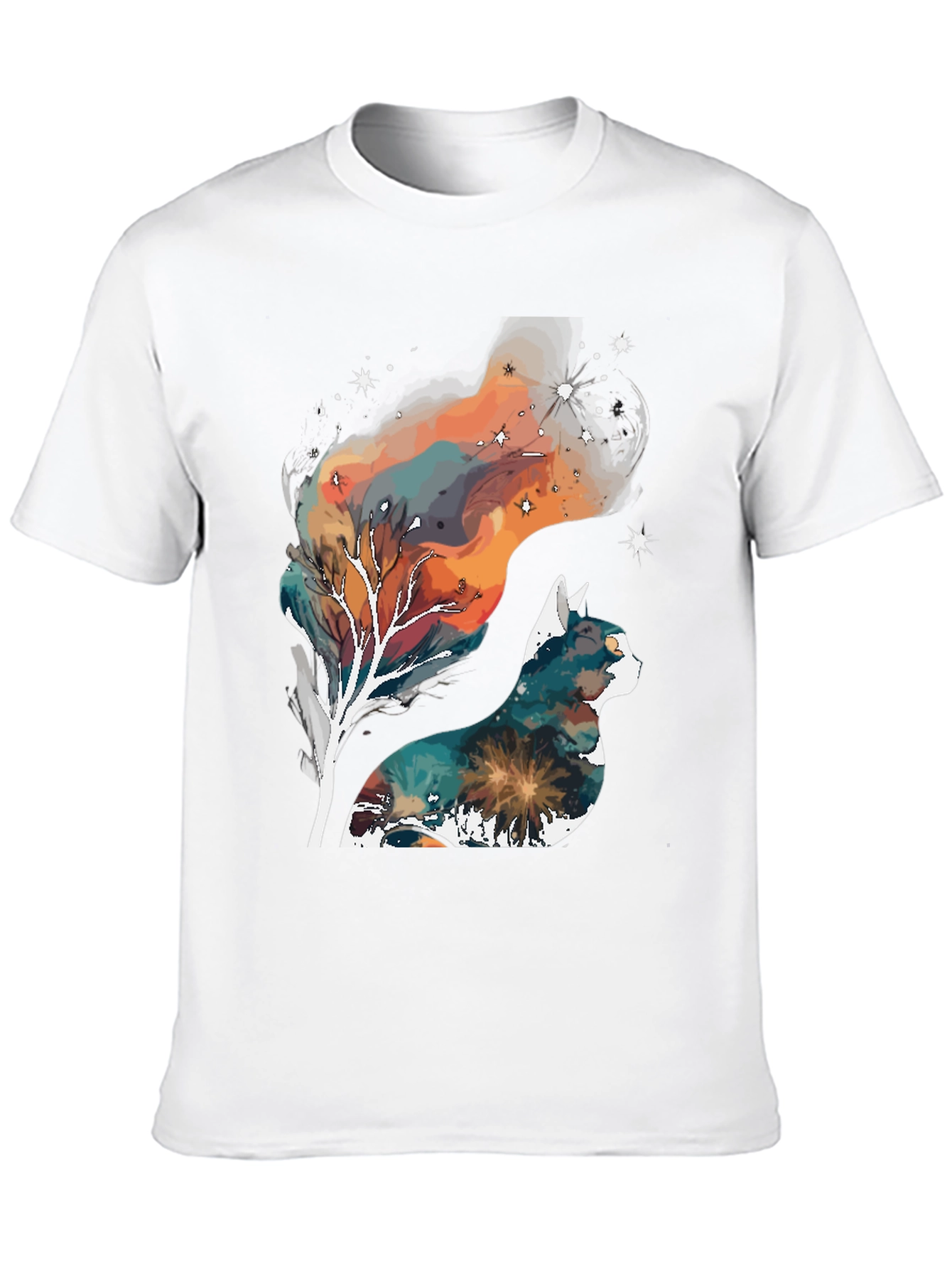 Cosmic Cat T-Shirt - Galaxy Nebula Design