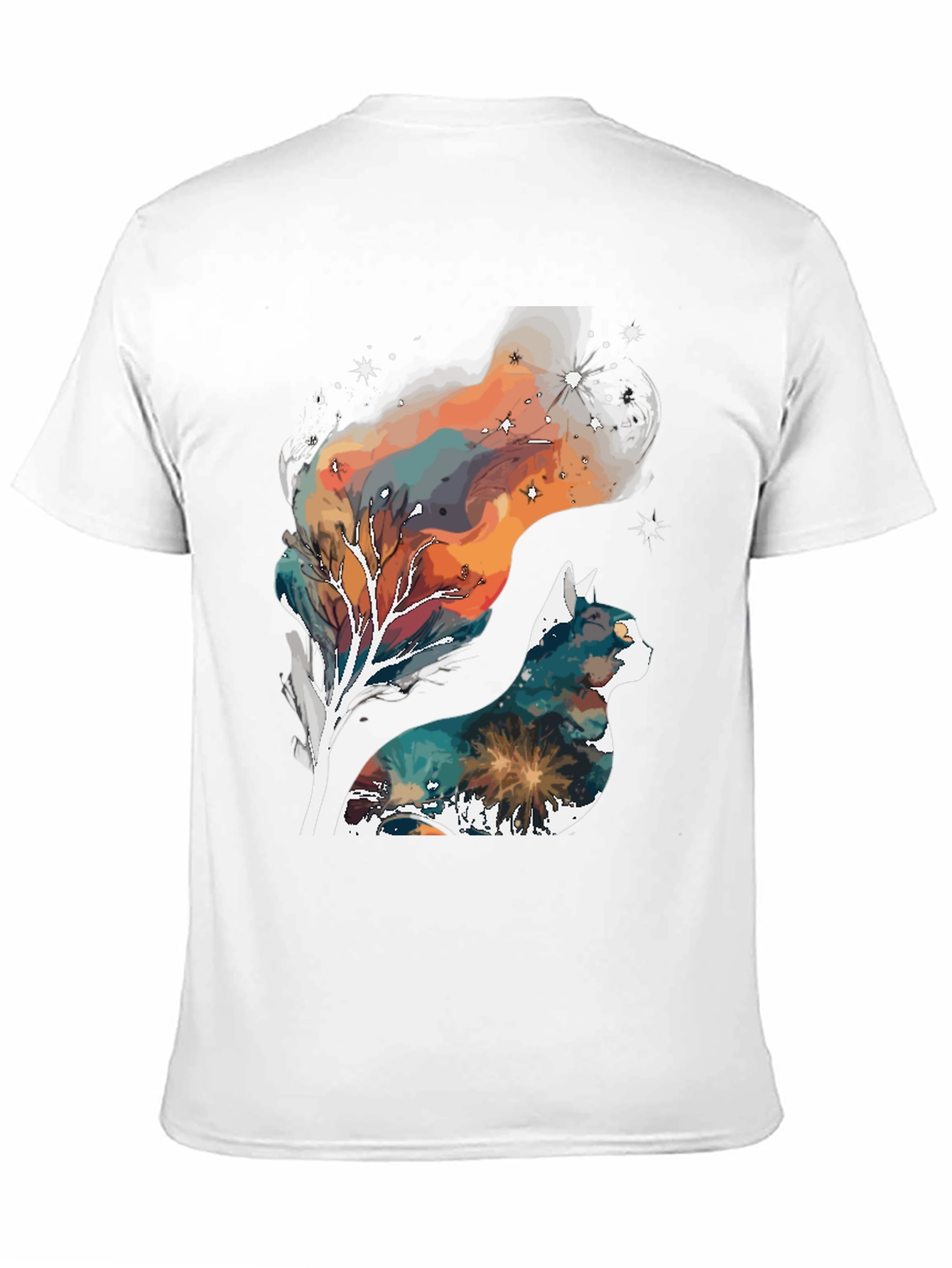 Cosmic Cat T-Shirt - Galaxy Nebula Design