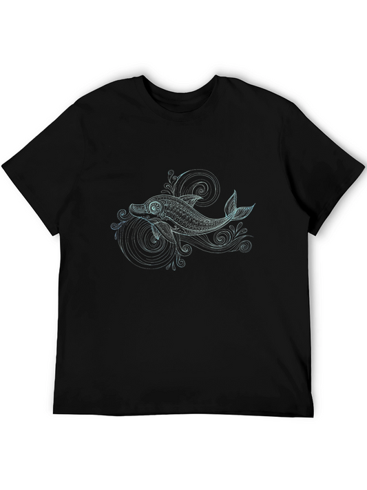 Dolphin Graphic Tee - Black Cotton Comfort