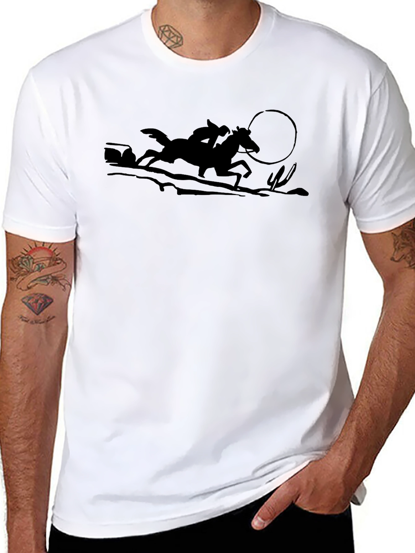 Wild West Rider Graphic Tee - Black Cotton Shirt