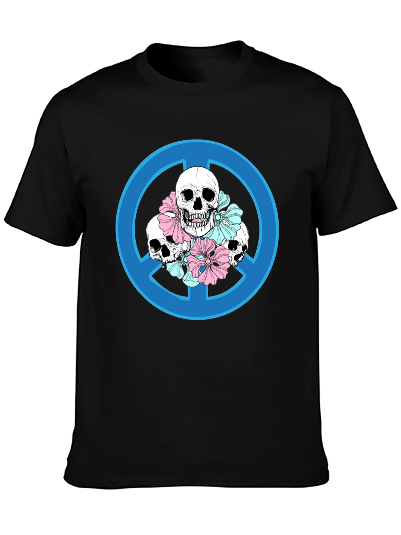 Skull Peace Sign Graphic T-Shirt