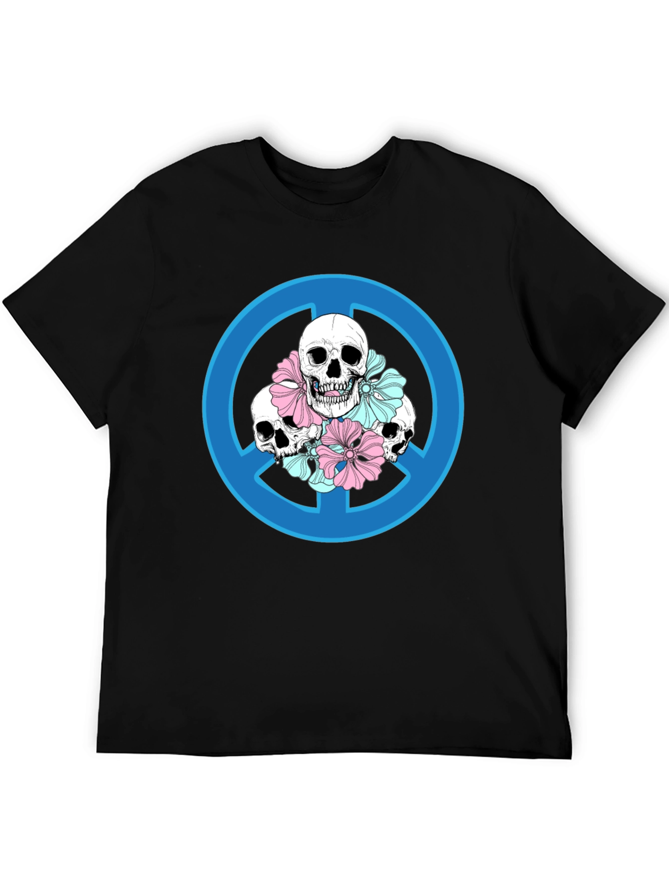 Skull Peace Sign Graphic T-Shirt
