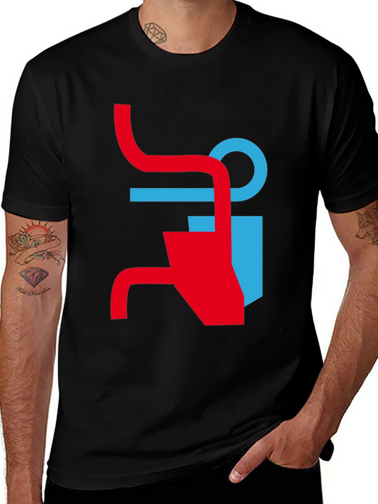 Modern Graphic Tee - Abstract Red & Blue Design