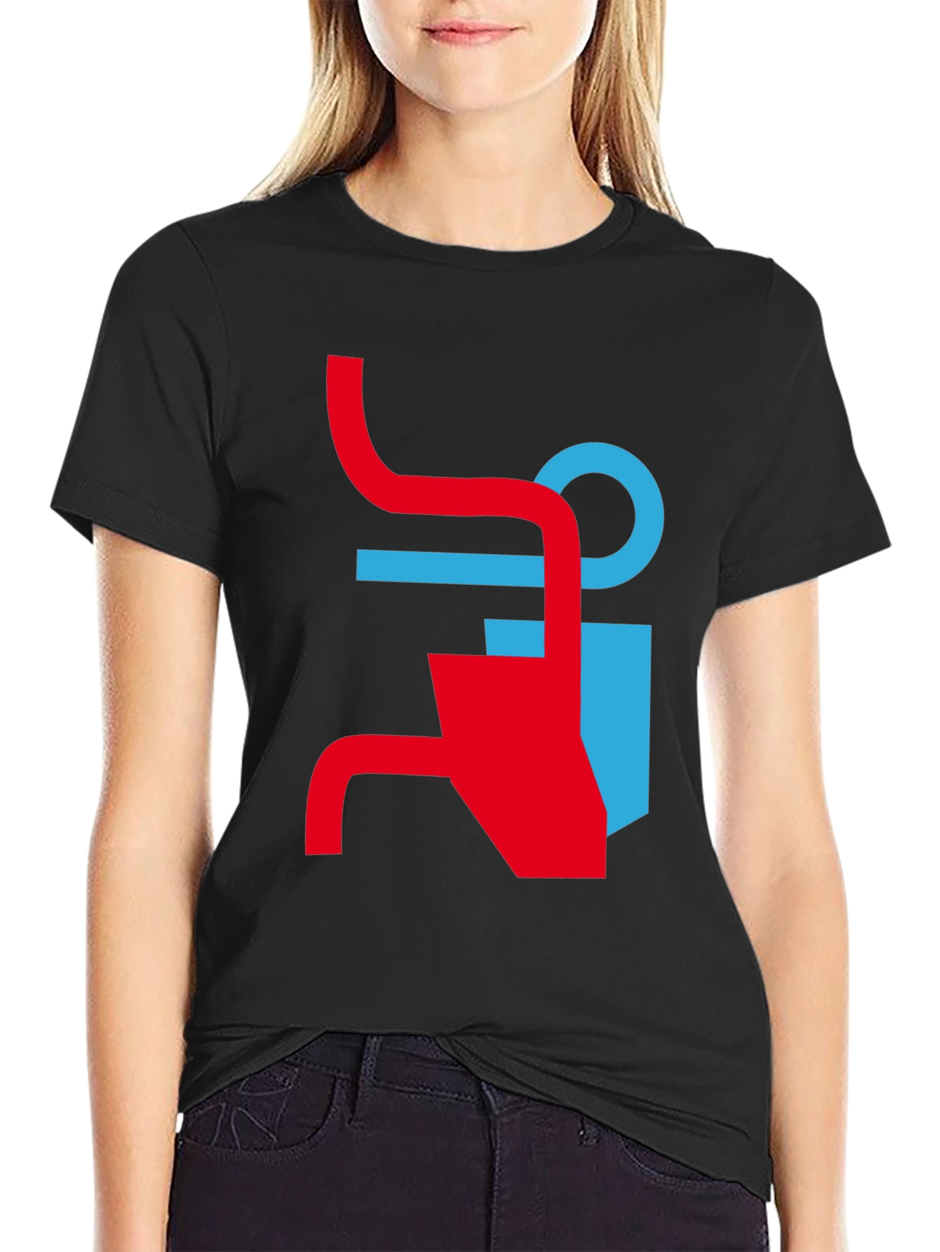 Modern Graphic Tee - Abstract Red & Blue Design
