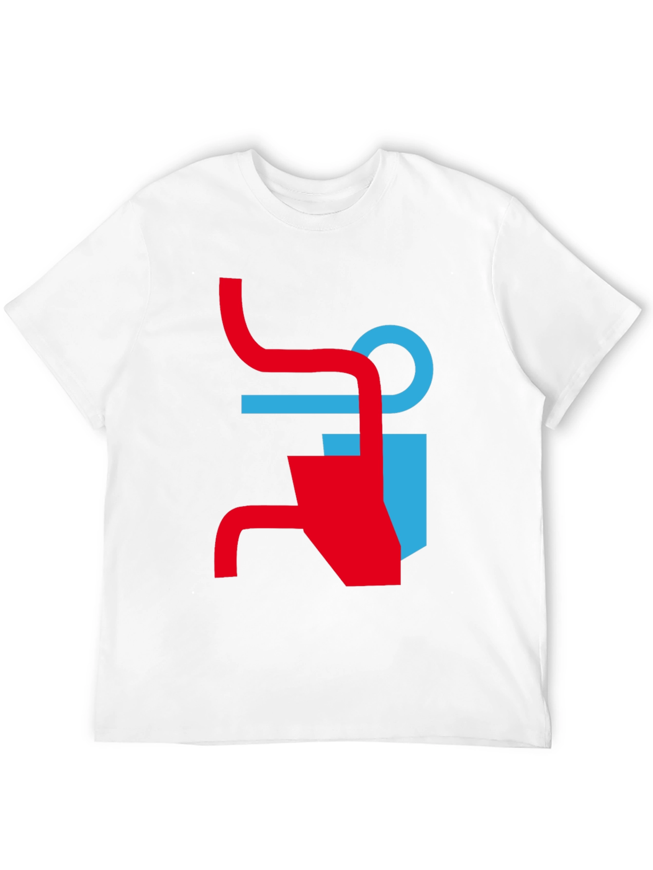 Modern Graphic Tee - Abstract Red & Blue Design