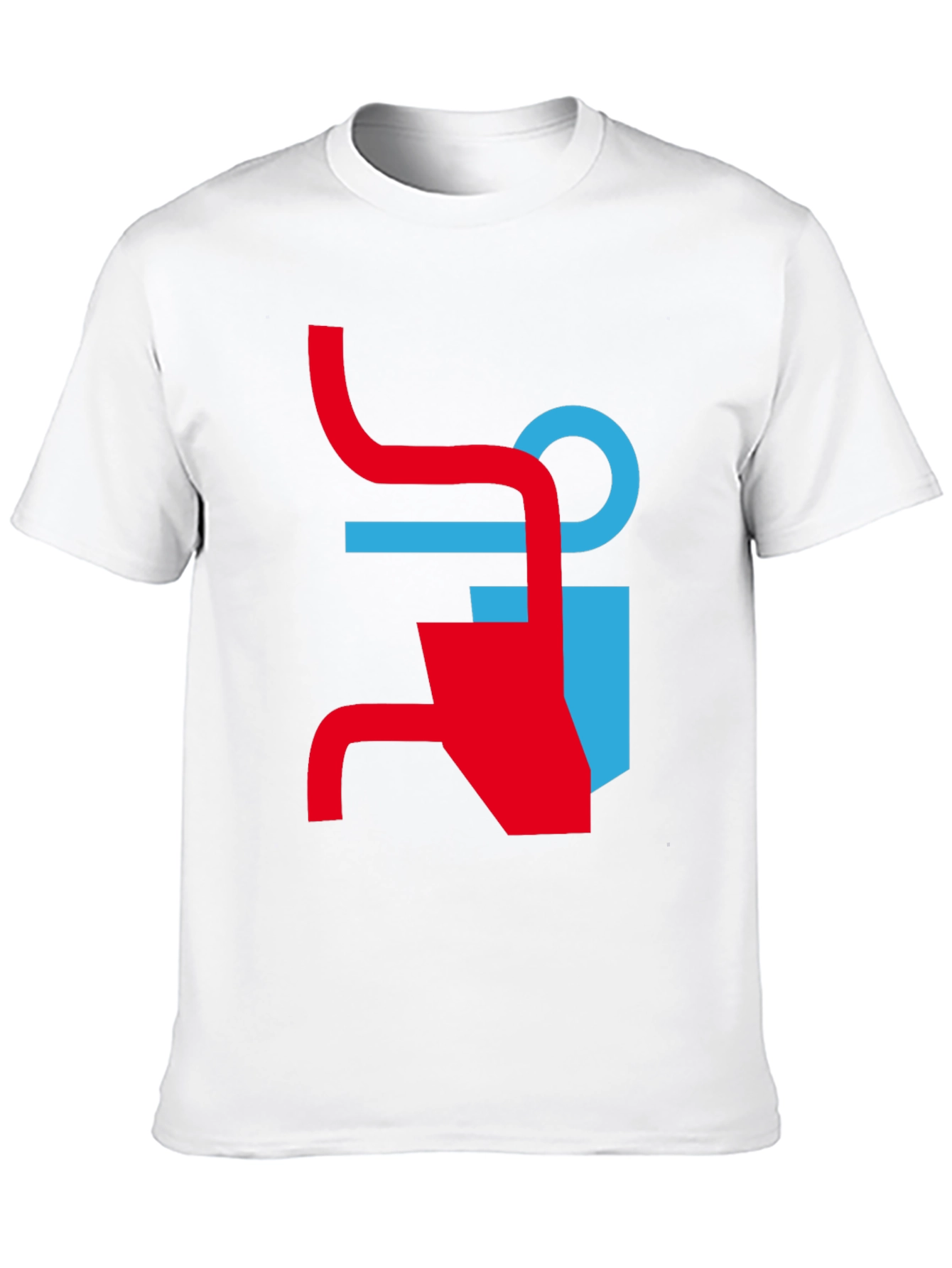Modern Graphic Tee - Abstract Red & Blue Design