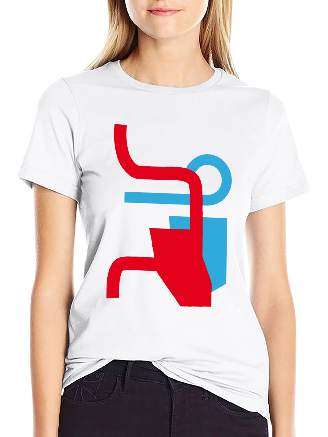 Modern Graphic Tee - Abstract Red & Blue Design
