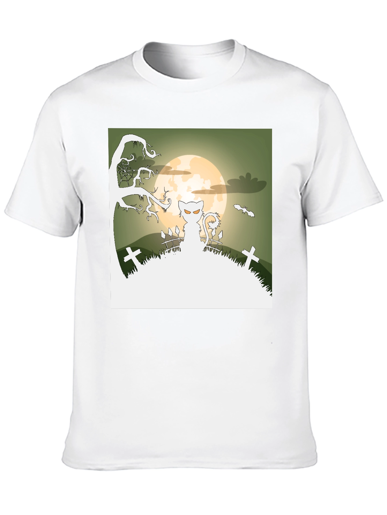 Spooky Halloween Cat T-Shirt - Black