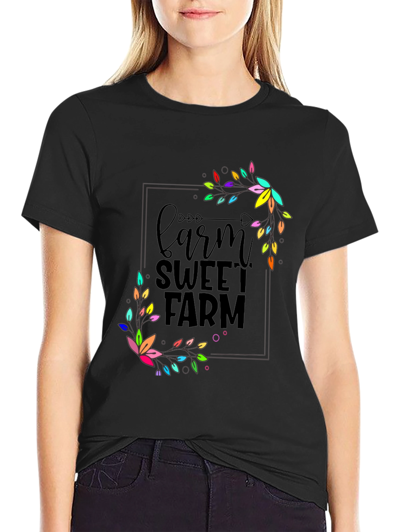 Farm Sweet Farm Graphic T-Shirt - Black