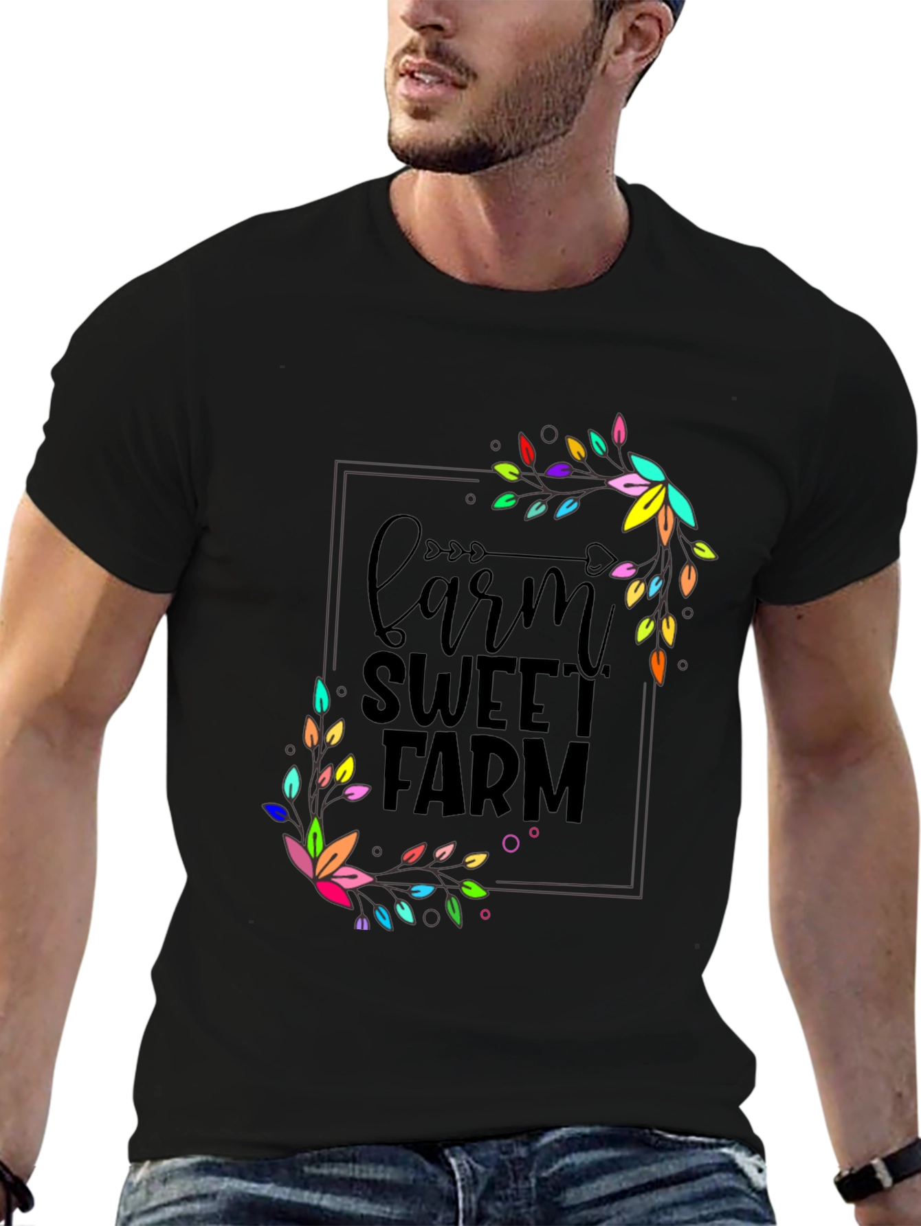 Farm Sweet Farm Graphic T-Shirt - Black