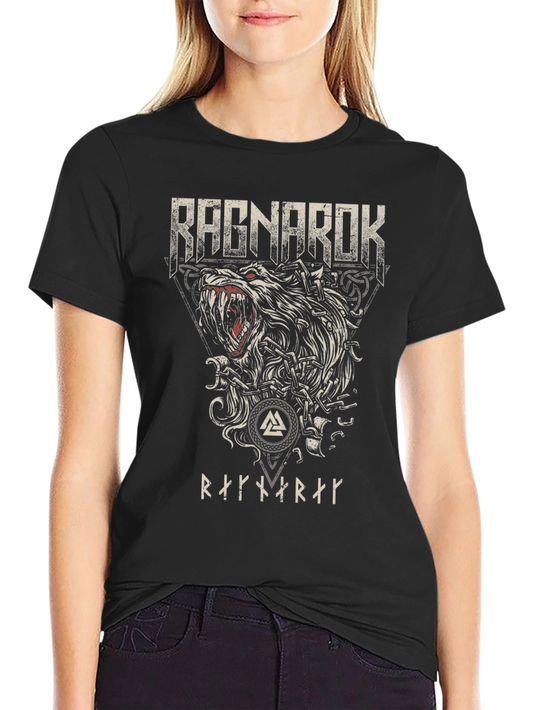Ragnarok Wolf Graphic Tee - Norse Viking Style