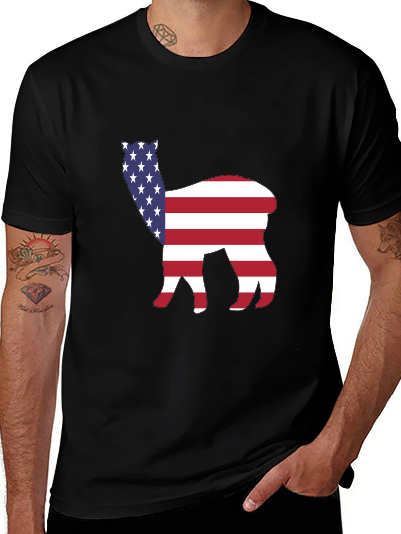 American Flag Alpaca T-Shirt Patriotic USA Tee