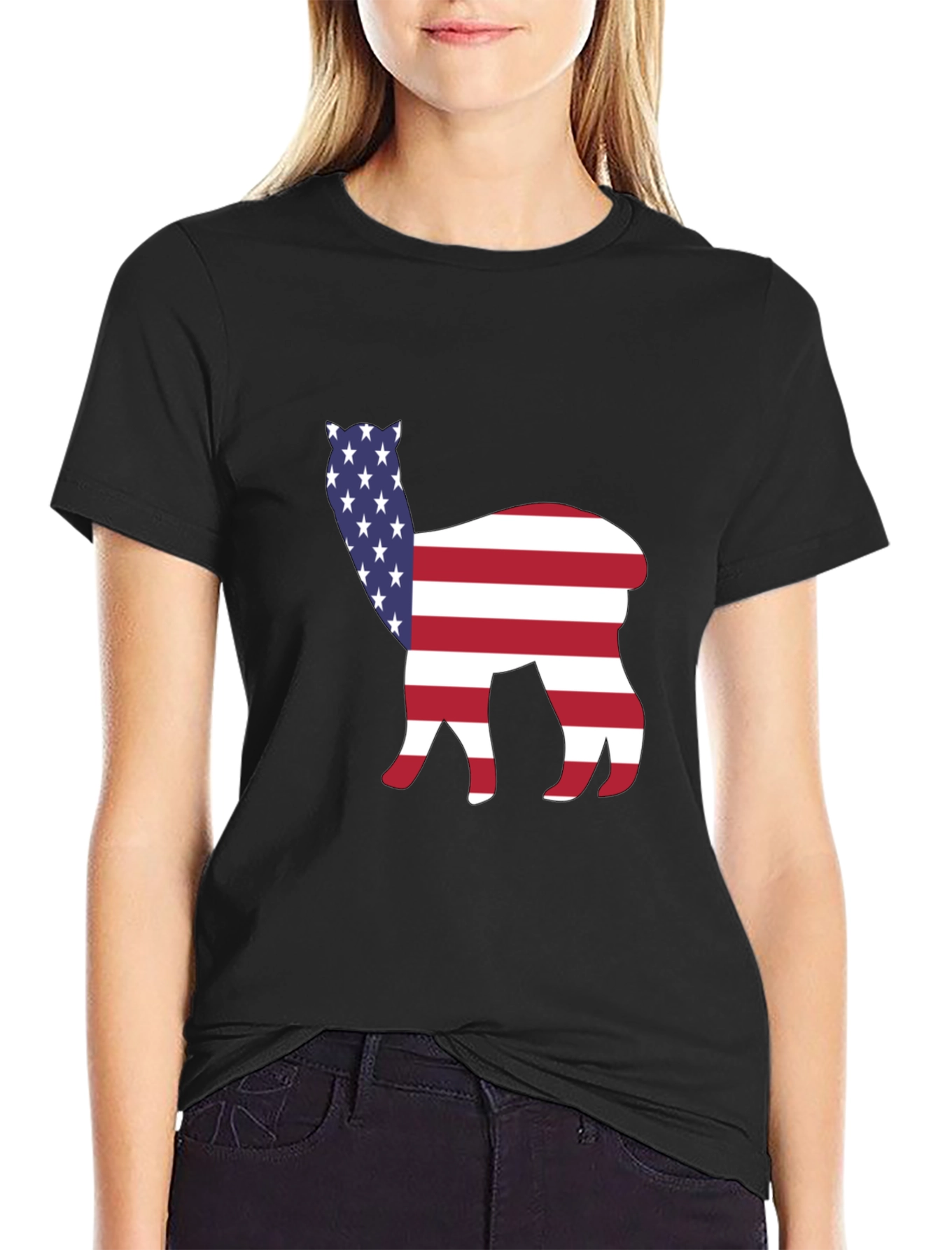 American Flag Alpaca T-Shirt Patriotic USA Tee