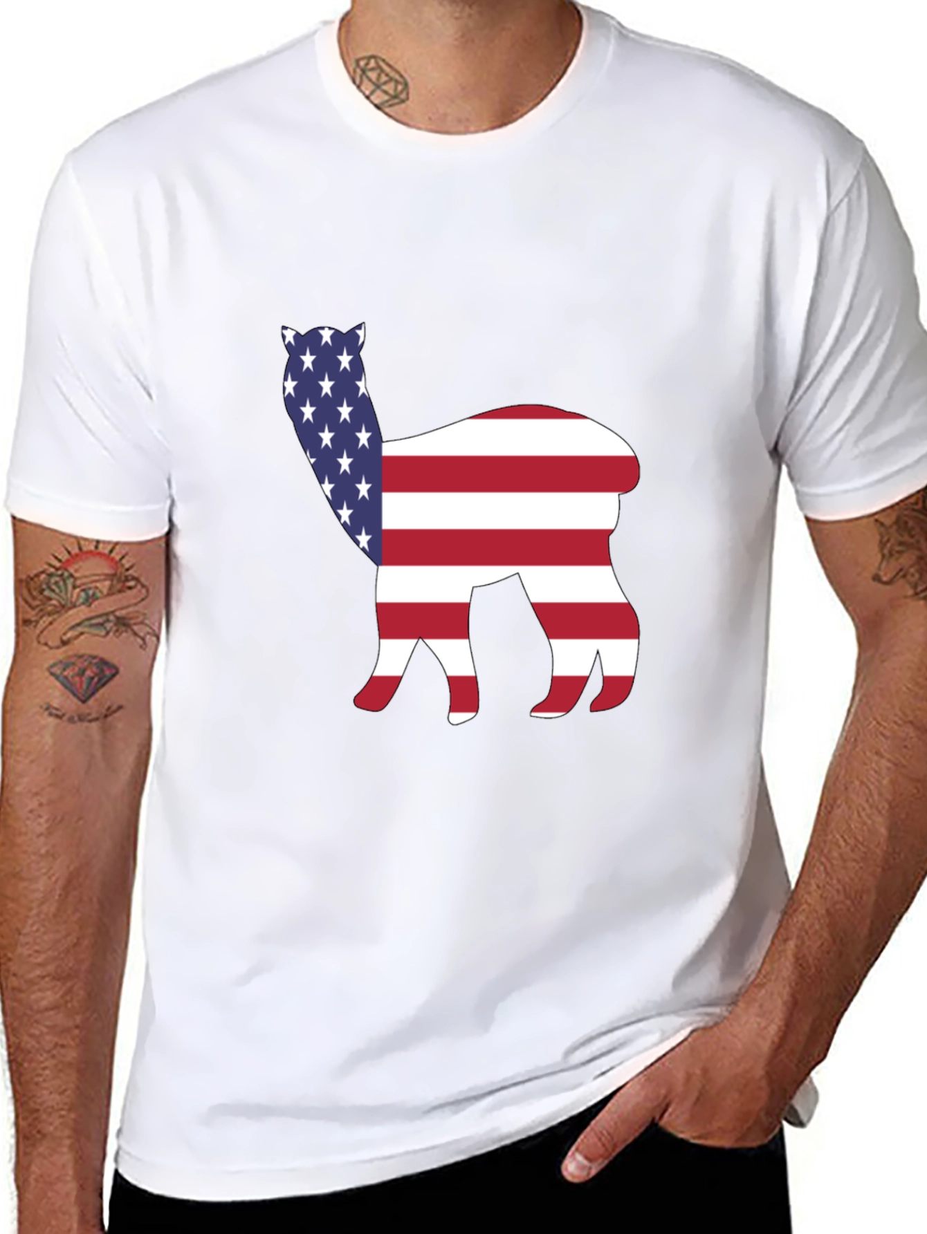 American Flag Alpaca T-Shirt Patriotic USA Tee