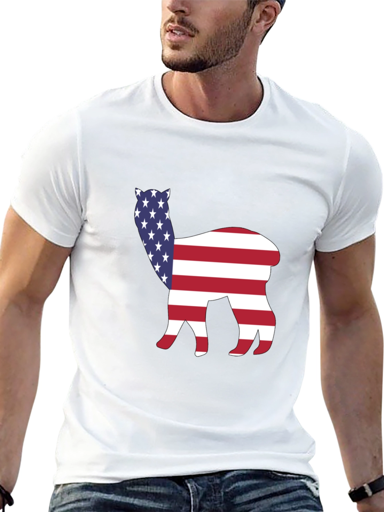 American Flag Alpaca T-Shirt Patriotic USA Tee
