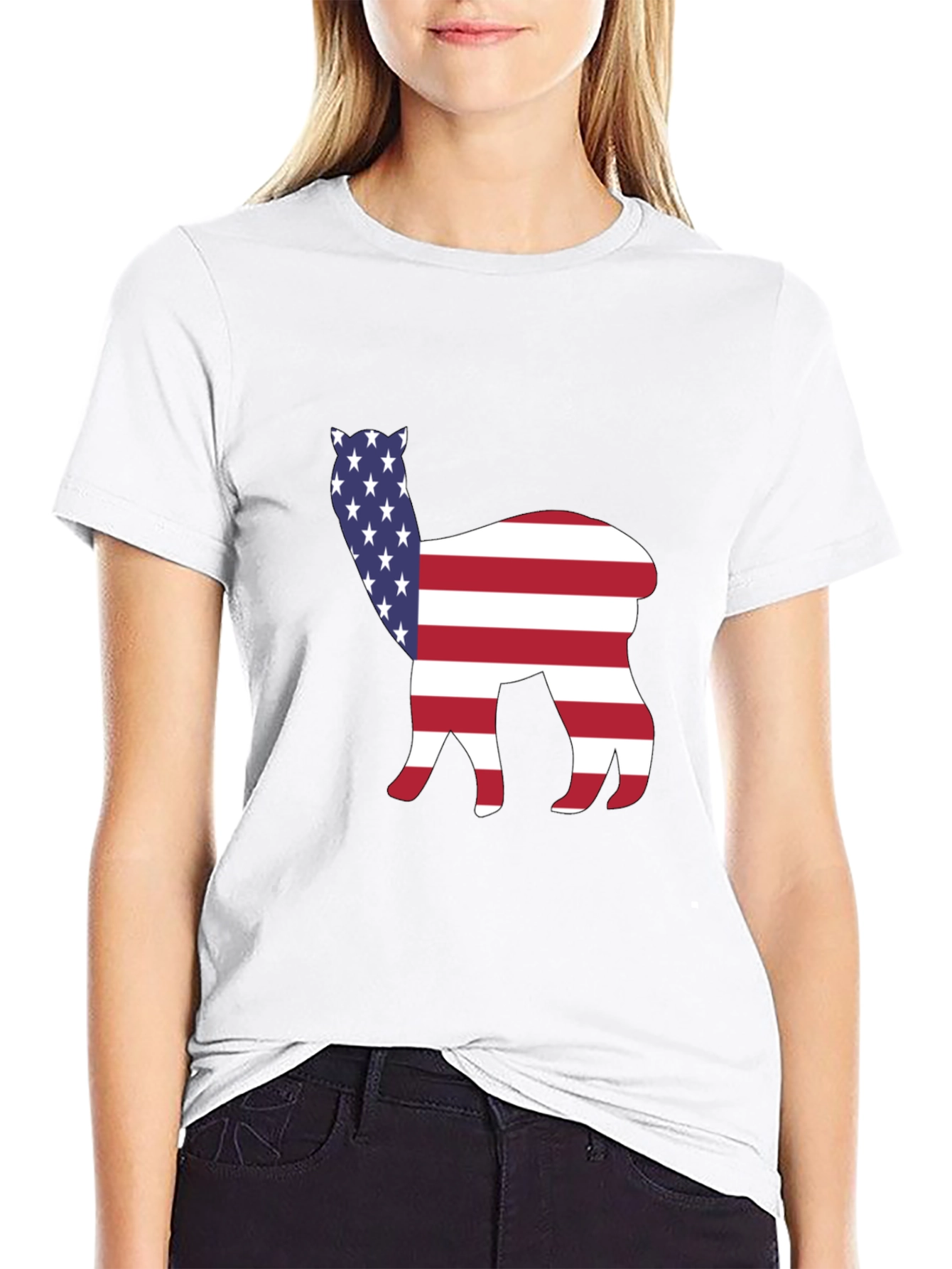 American Flag Alpaca T-Shirt Patriotic USA Tee