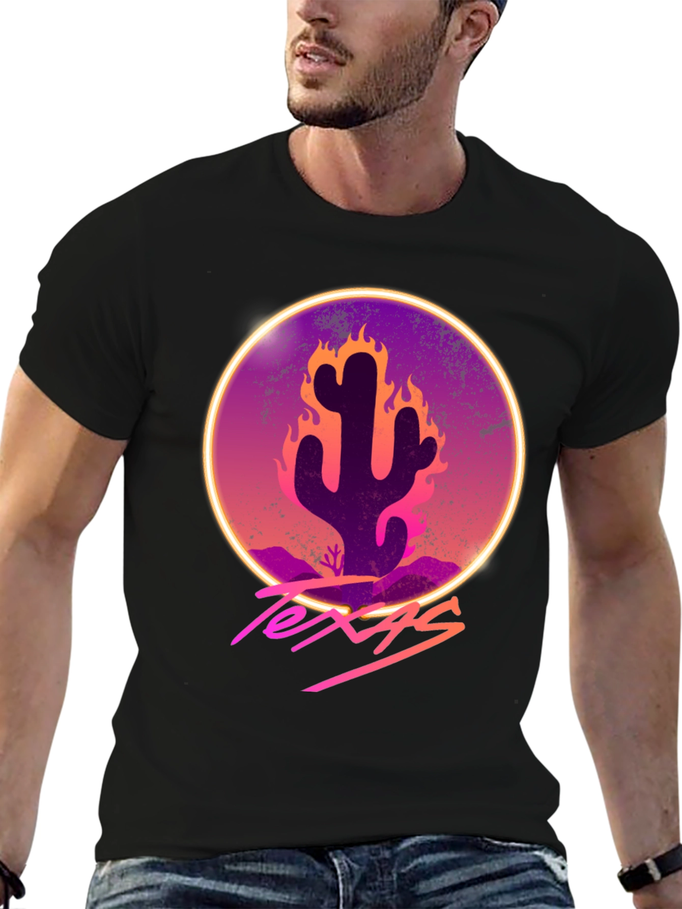 Texas Cactus Graphic Tee - Retro Style T-Shirt