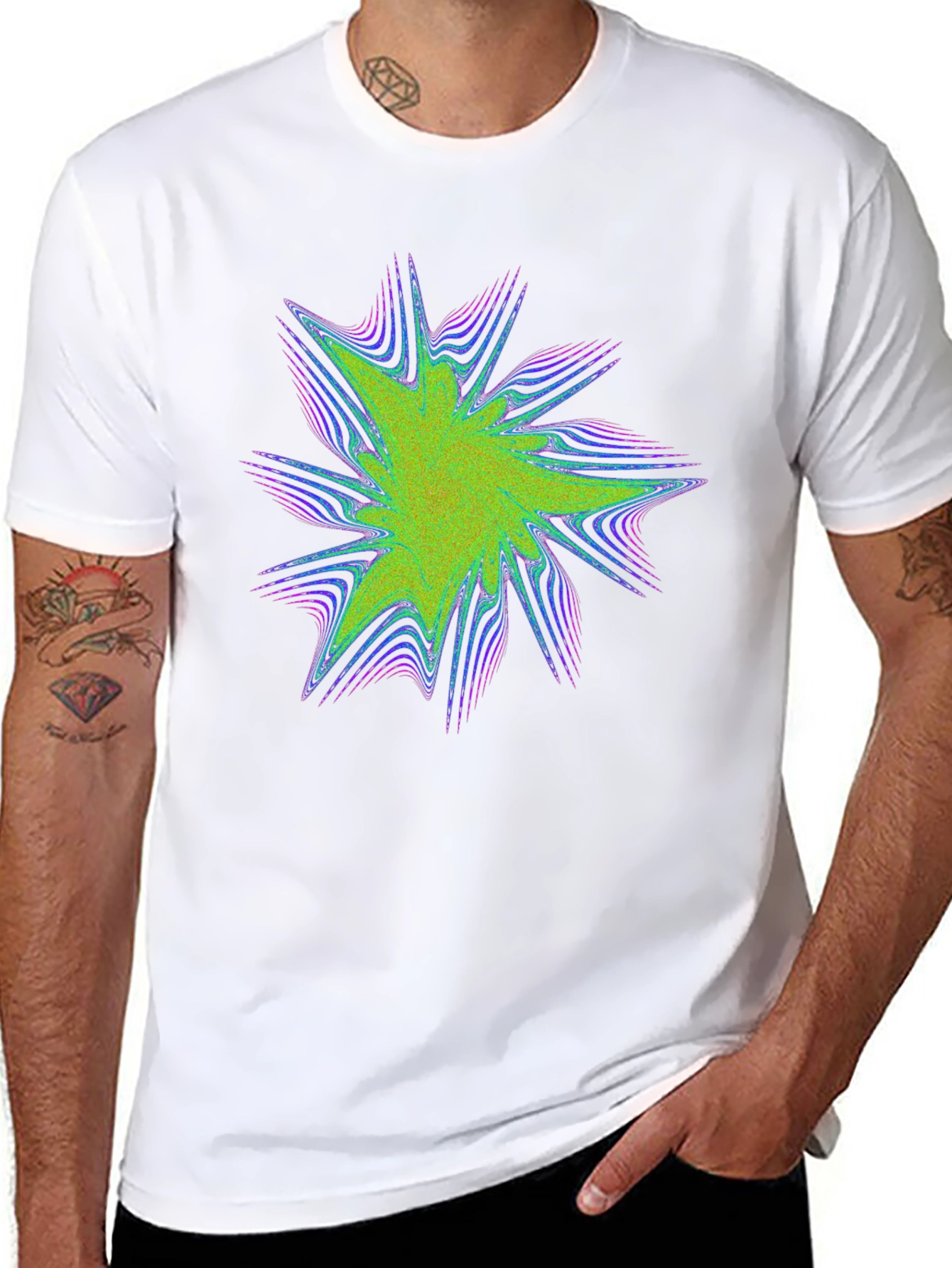 Abstract Burst Graphic Print Black Tee