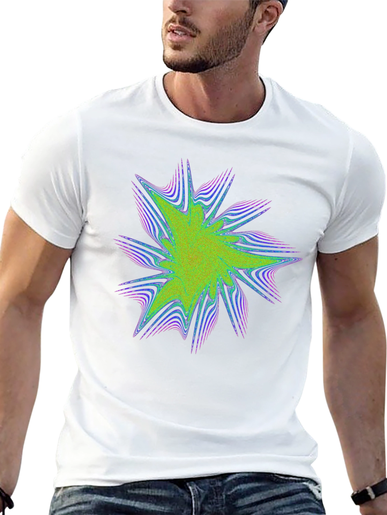 Abstract Burst Graphic Print Black Tee