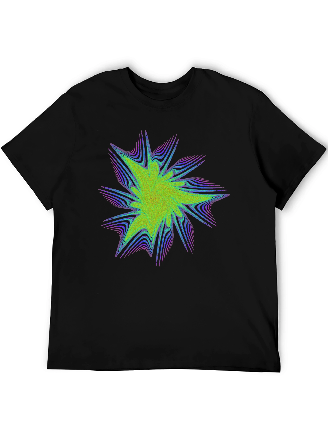 Abstract Burst Graphic Print Black Tee