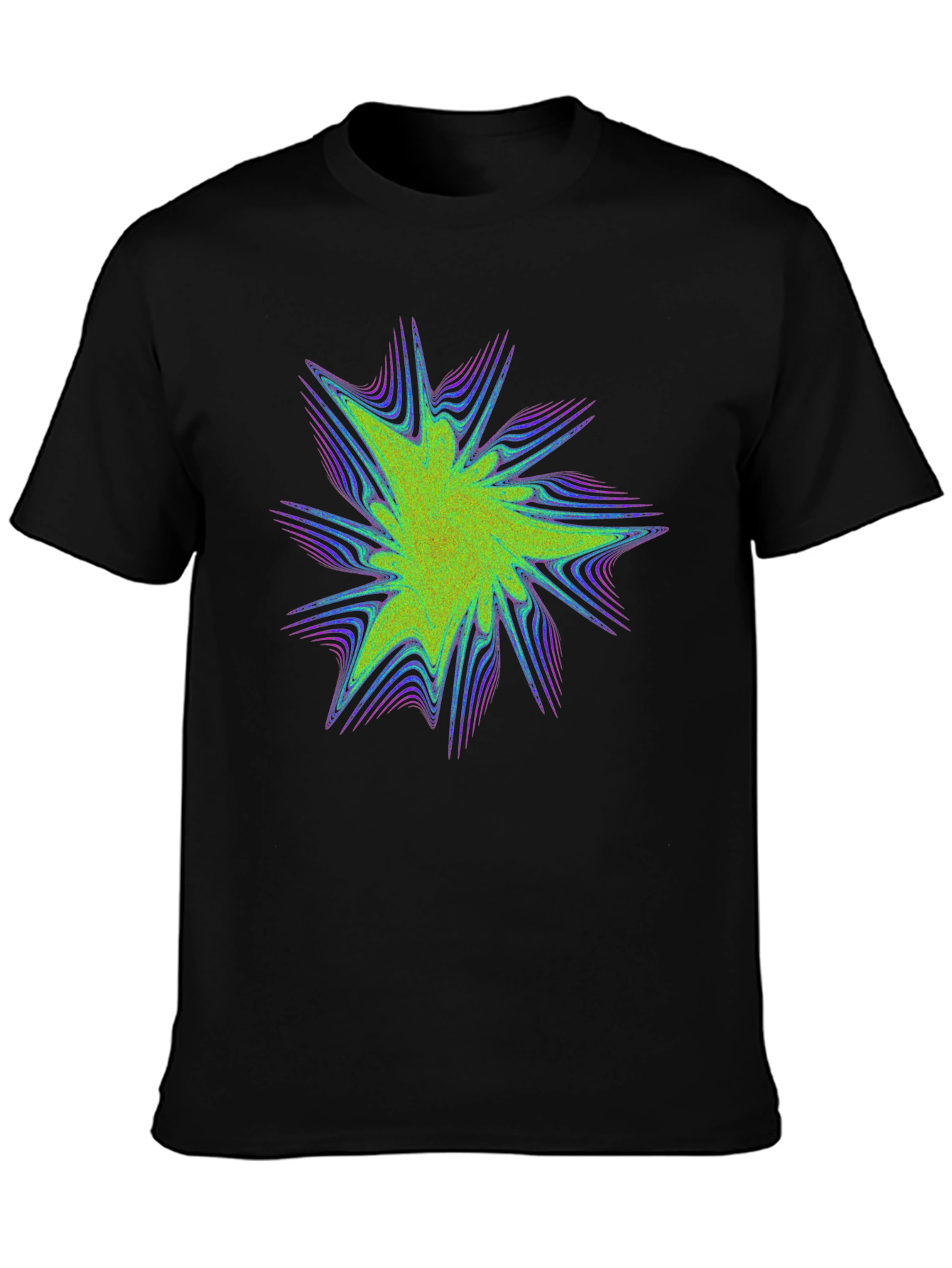 Abstract Burst Graphic Print Black Tee