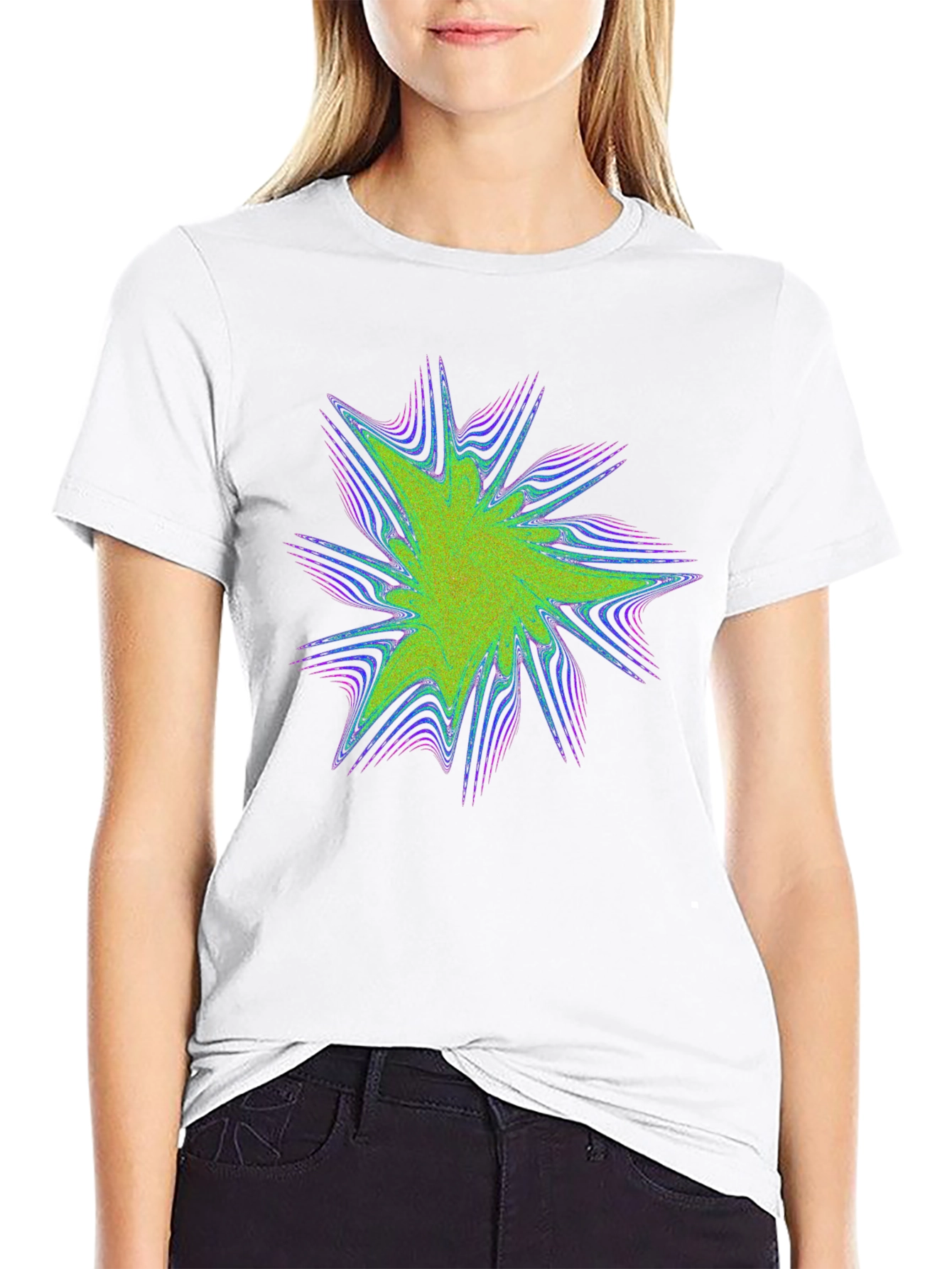 Abstract Burst Graphic Print Black Tee