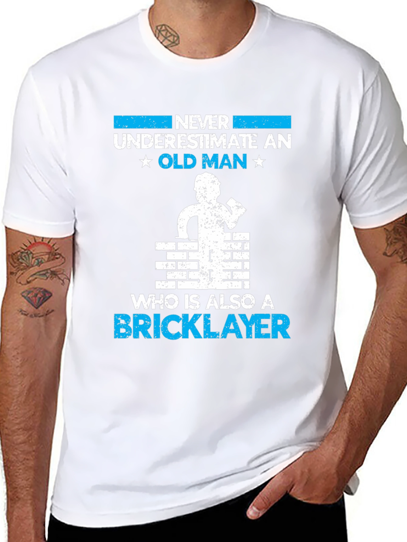Old Man Bricklayer T-Shirt - Construction Worker Gift
