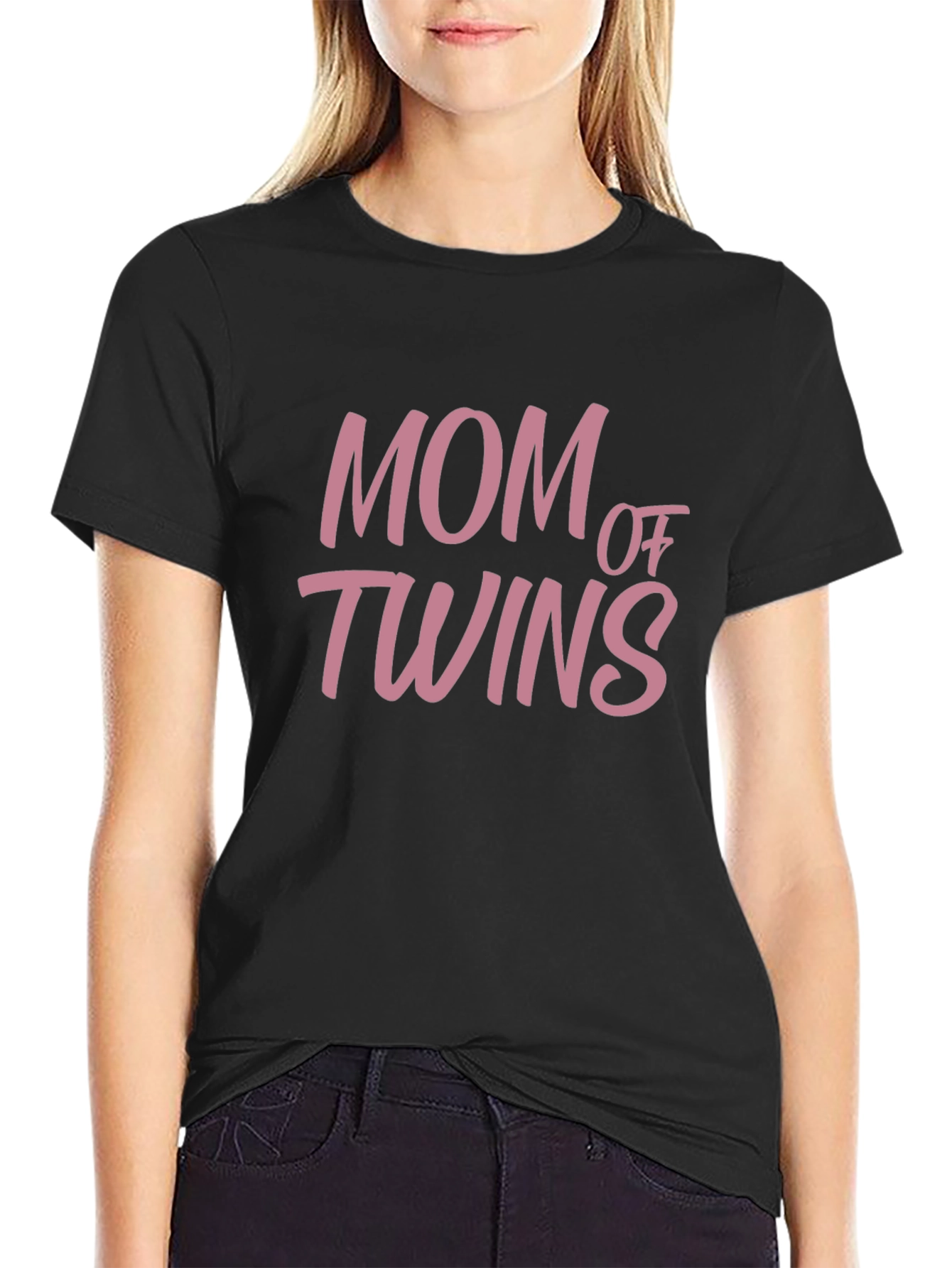 Mom of Twins Graphic T-Shirt - Black Casual Tee