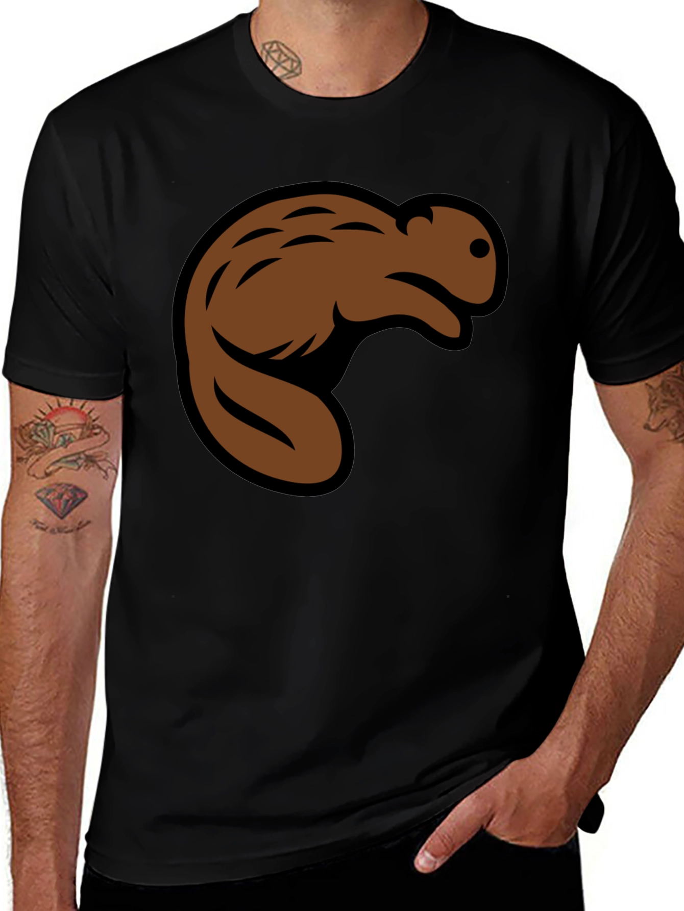 Beaver Graphic Black T-Shirt