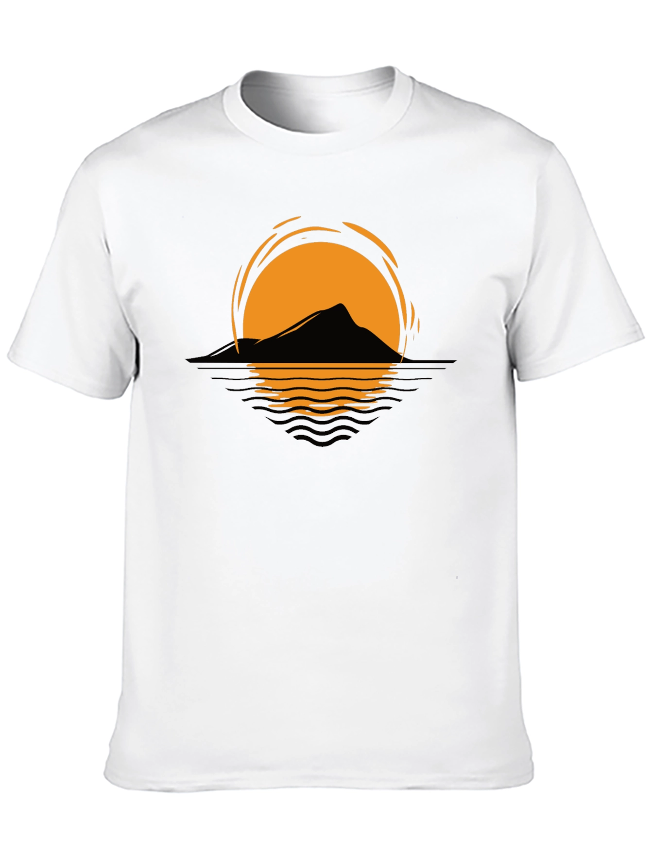 Sunset Mountain Graphic Tee - Stylish Unisex Black T-Shirt