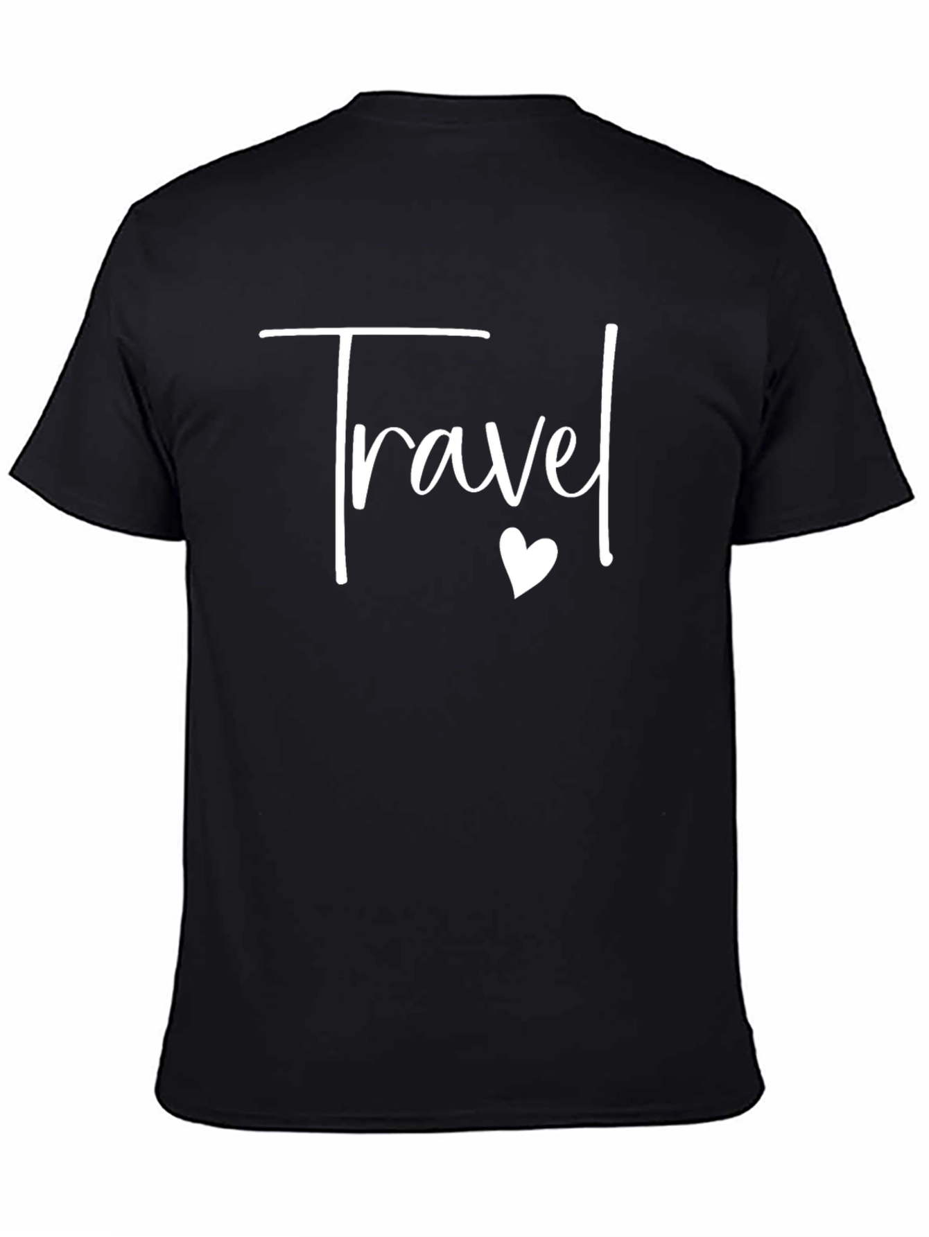 Travel Heart Graphic Tee - Black Crew Neck T-Shirt
