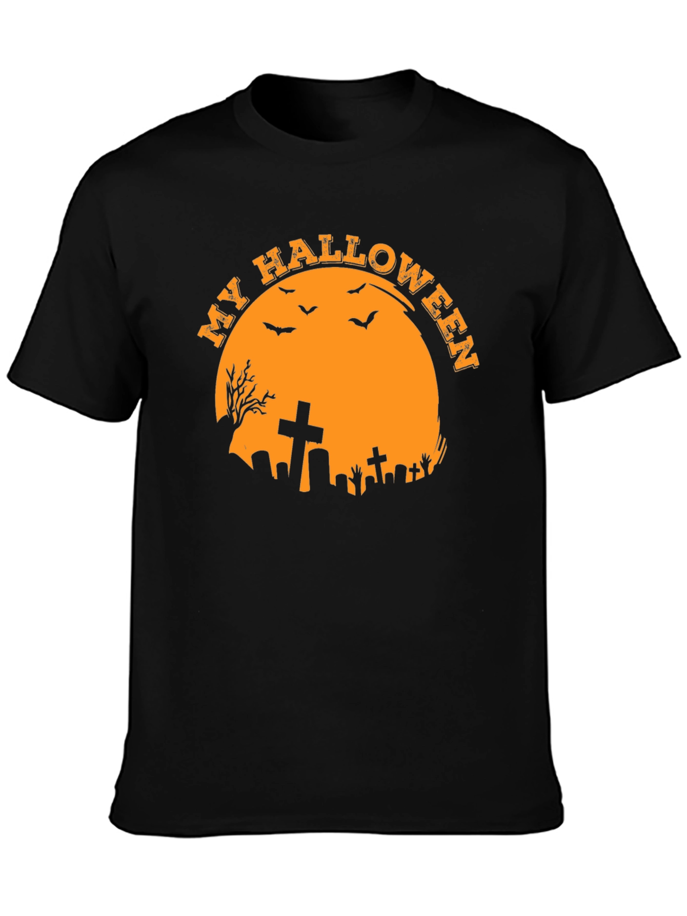 Spooky Halloween T-Shirt - Graveyard Moon Design
