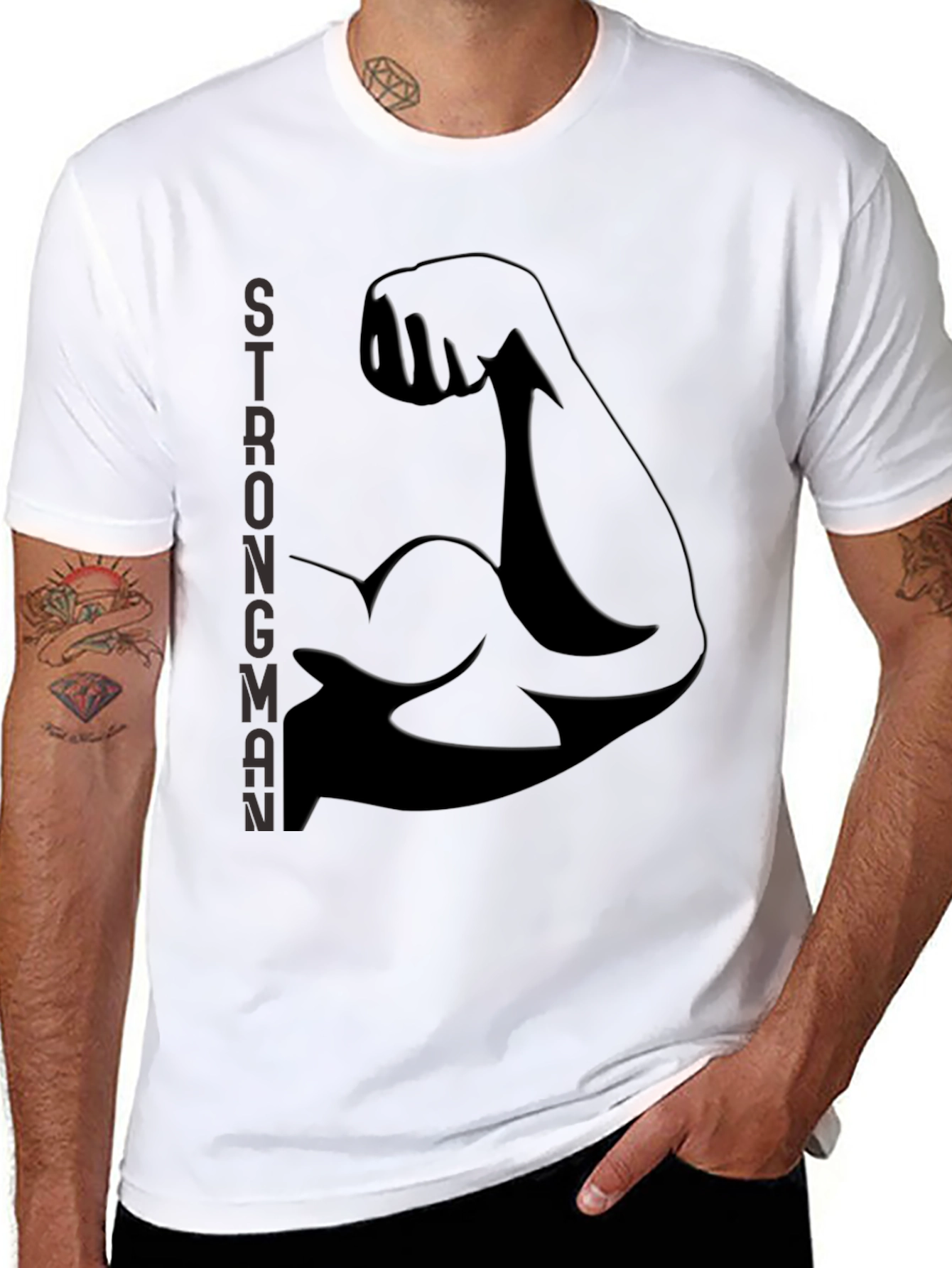 Strongman Flex Bicep Graphic Tee - Black