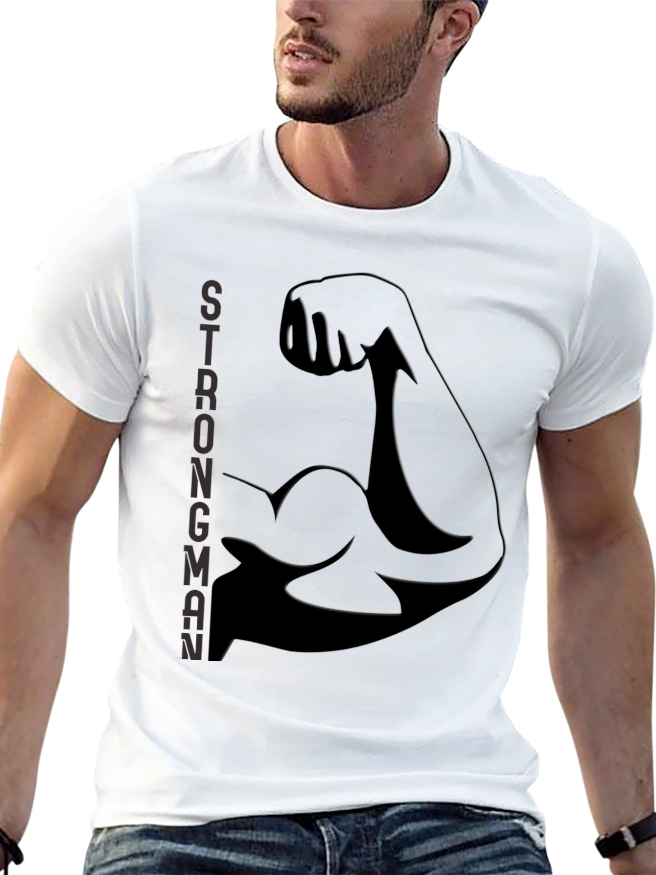 Strongman Flex Bicep Graphic Tee - Black