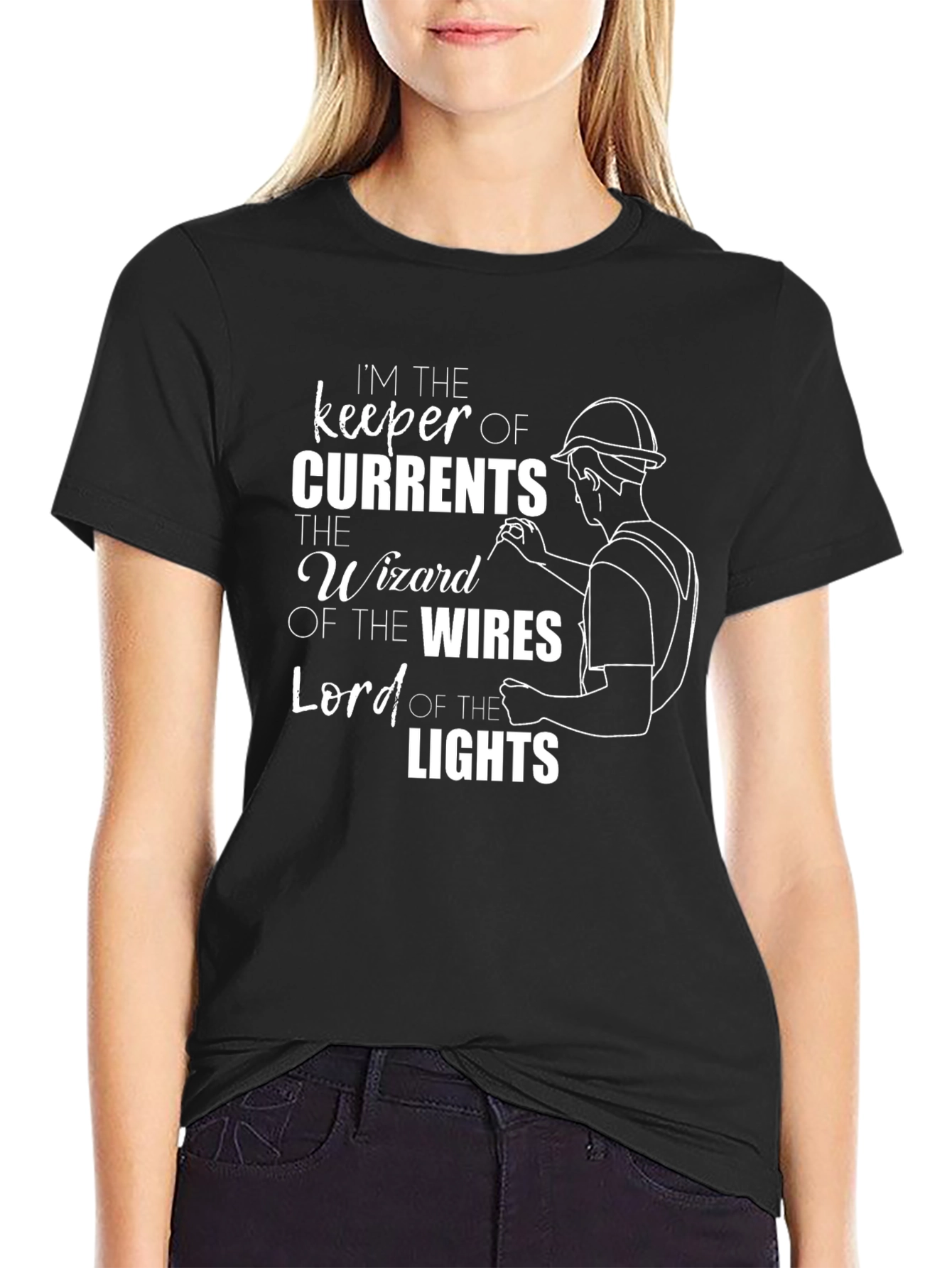 Electrician T-Shirt - Keeper of Currents Wizard of Wires