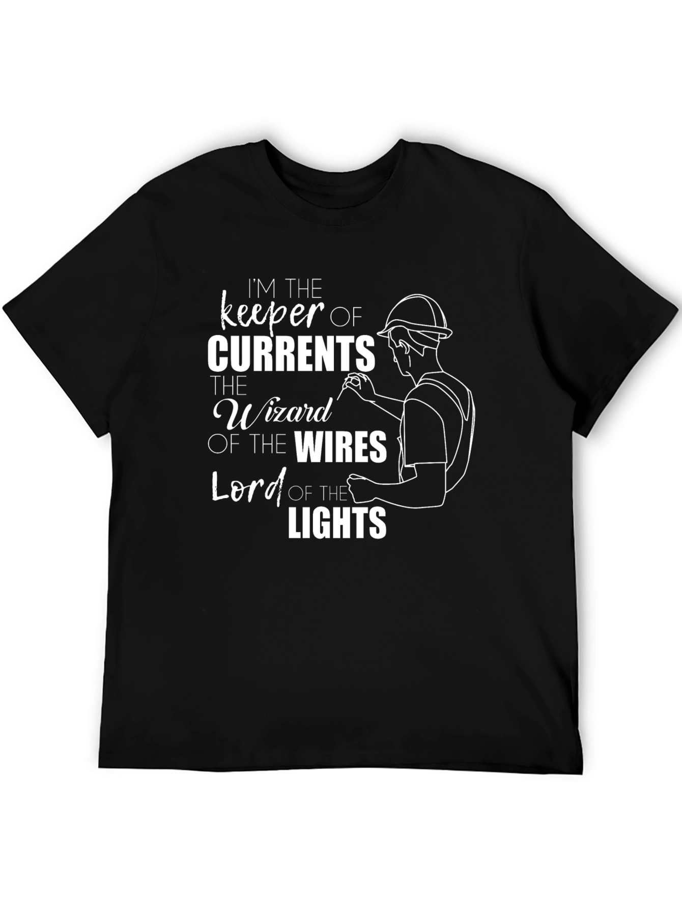 Electrician T-Shirt - Keeper of Currents Wizard of Wires