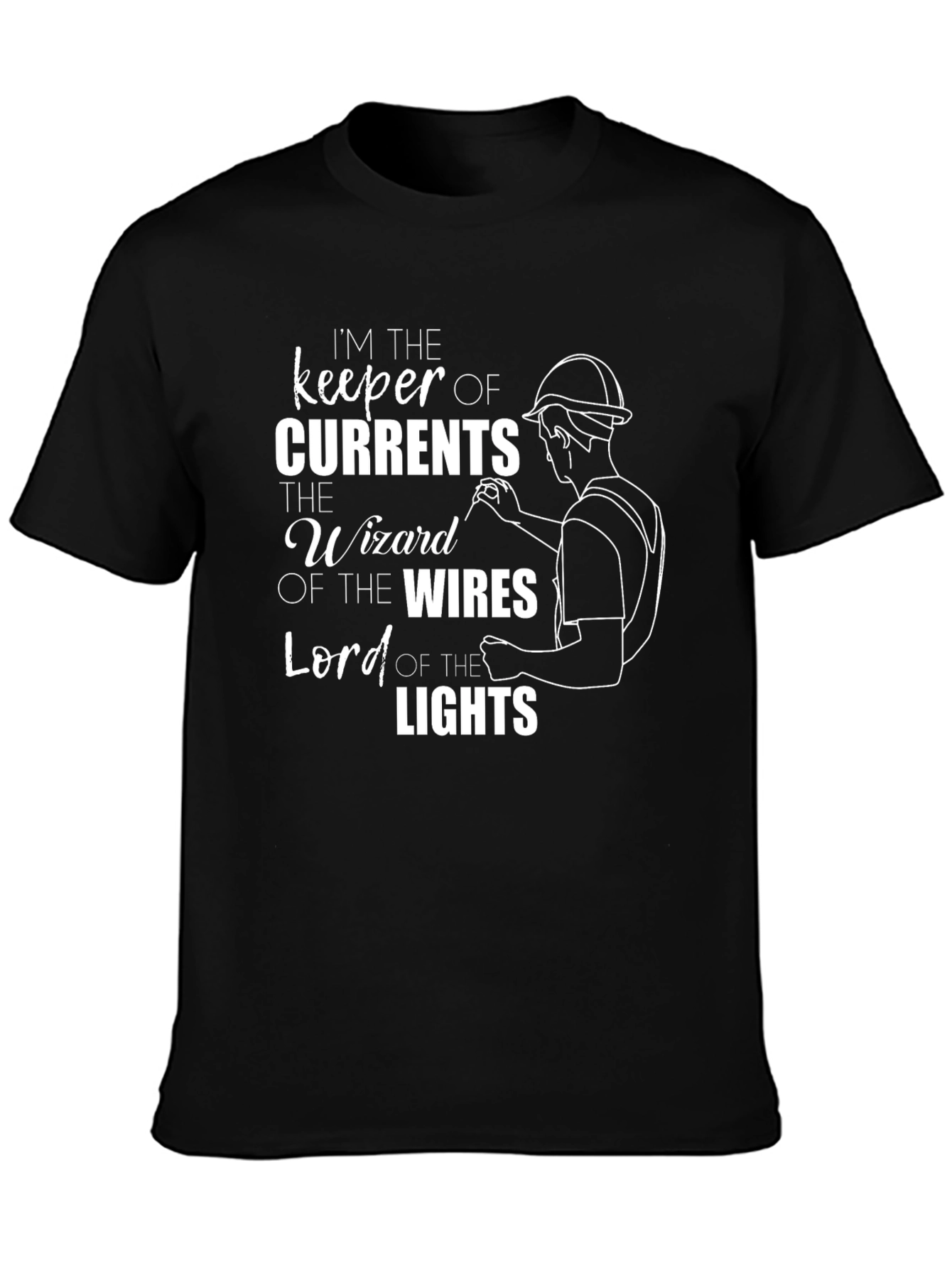 Electrician T-Shirt - Keeper of Currents Wizard of Wires