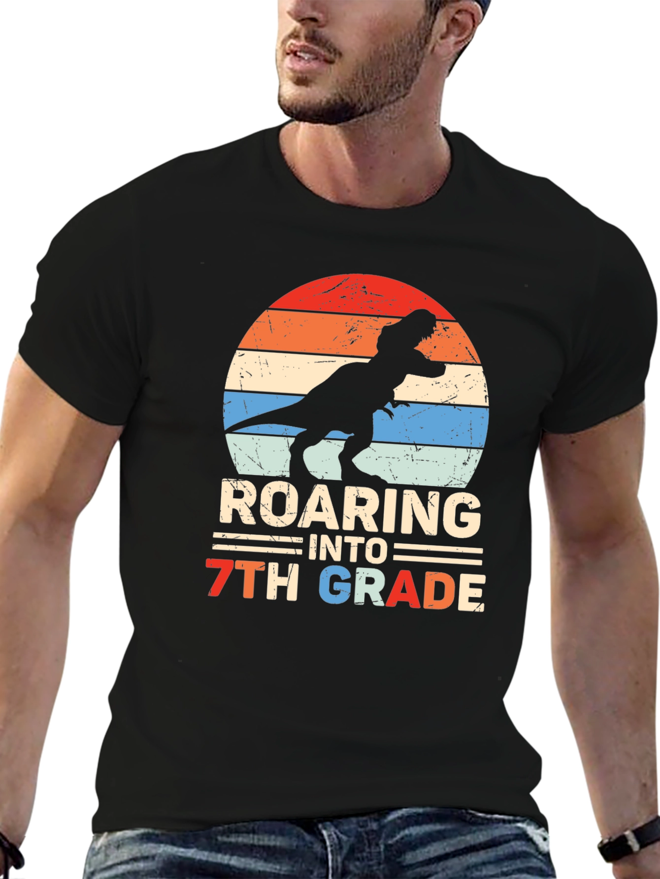 Roaring Into 7th Grade Dinosaur T-Shirt