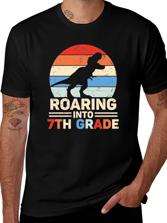 Roaring Into 7th Grade Dinosaur T-Shirt