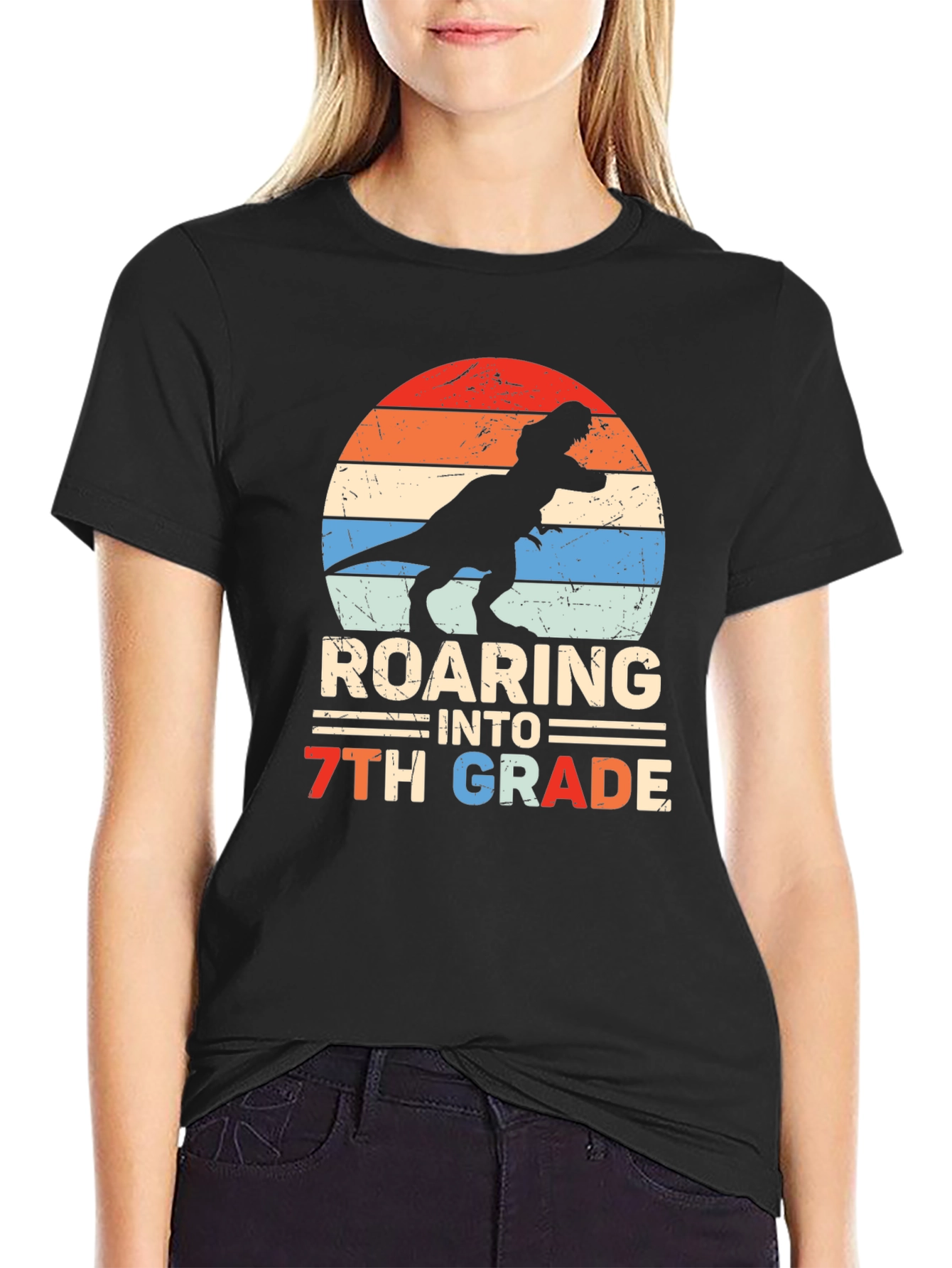 Roaring Into 7th Grade Dinosaur T-Shirt