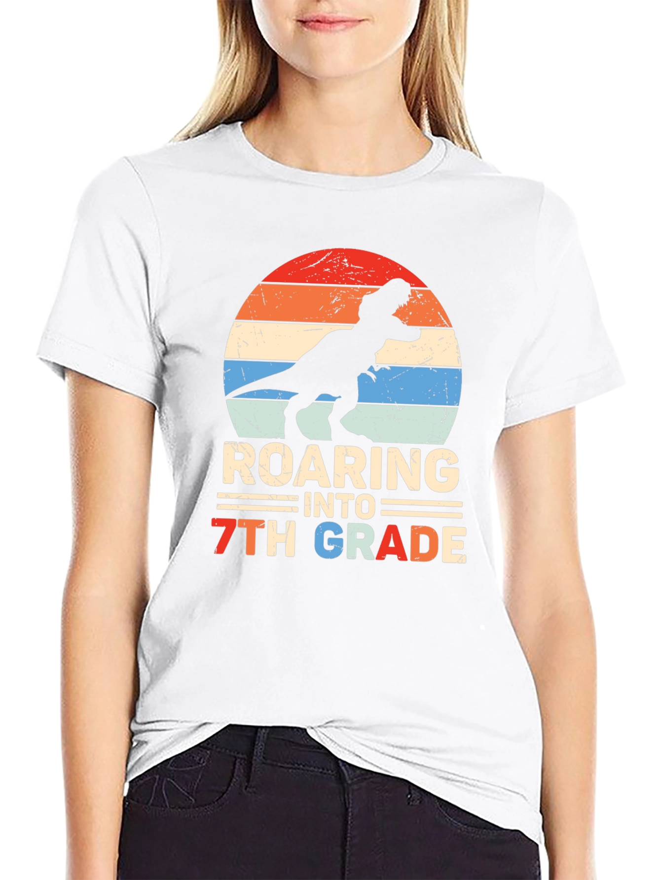 Roaring Into 7th Grade Dinosaur T-Shirt