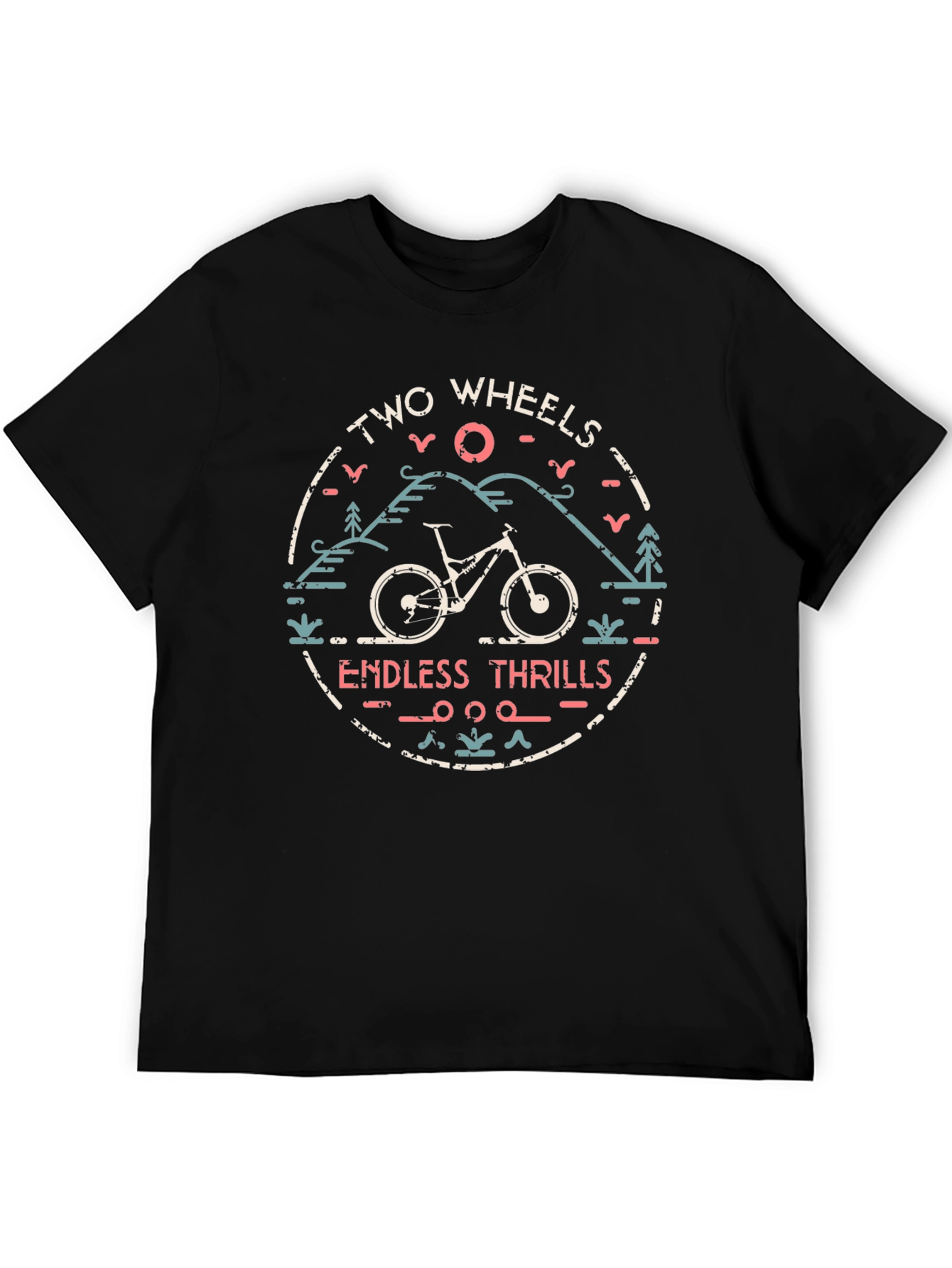 Two Wheels Endless Thrills Mountain Bike Graphic Tee
